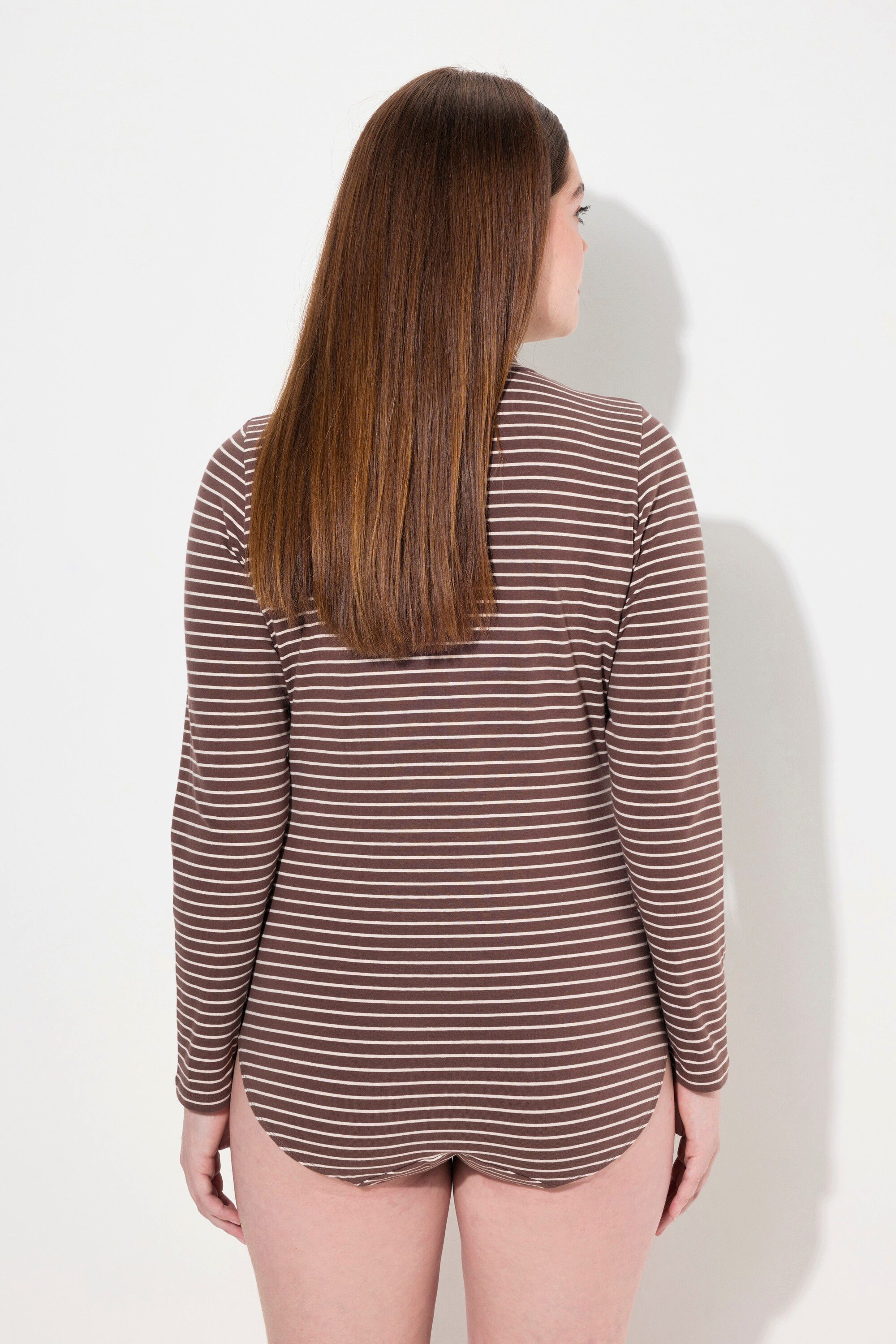 Ulla Popken Longsleeve Body Jersey Stehkragen Langarm Biobaumwolle