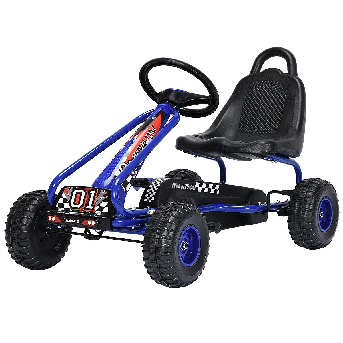 COSTWAY Go-Kart Pedalfahrzeug, mit verstellbarem Sitz & Bremse, bis 30kg