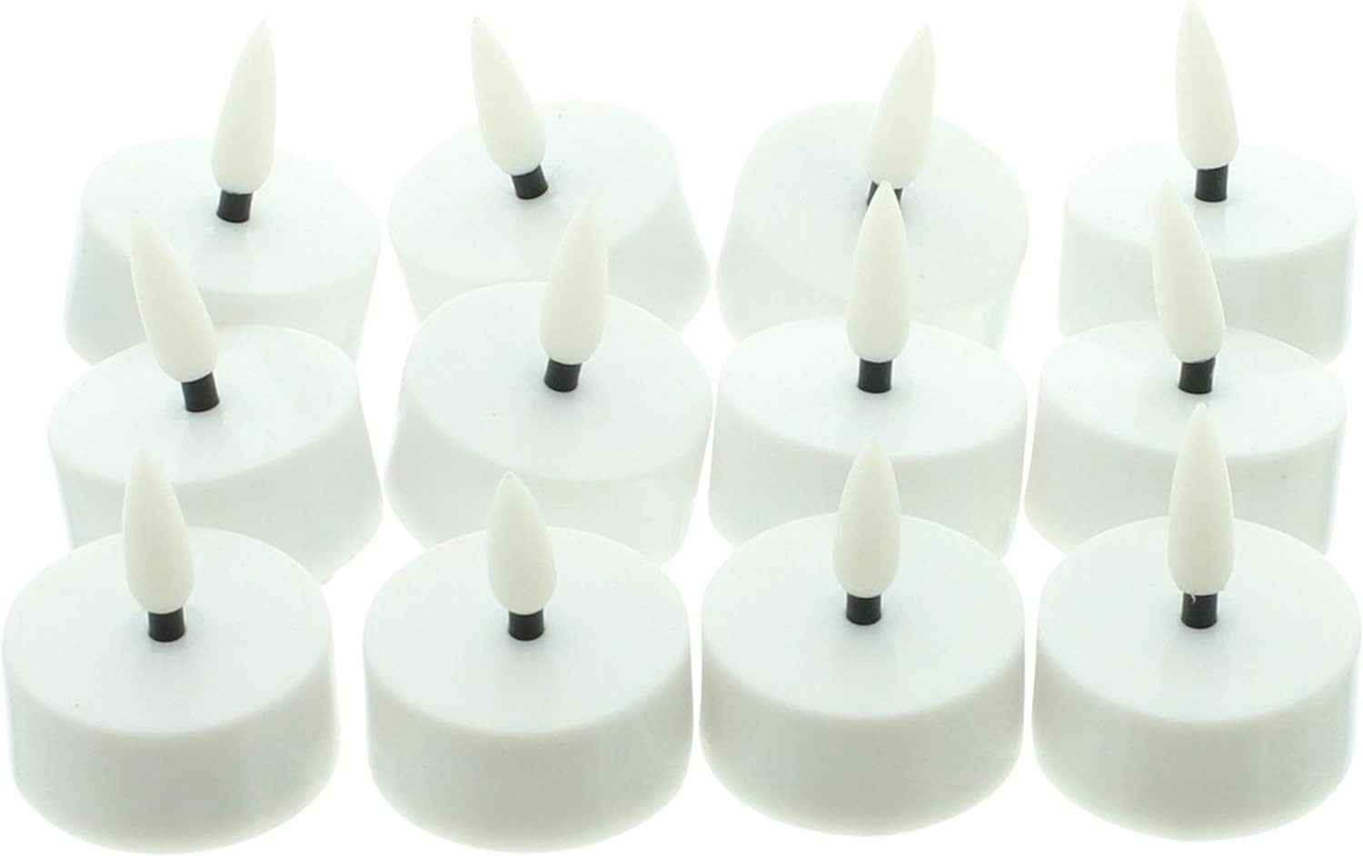 Dekoleidenschaft LED-Kerze Teelicht "Shine" weiß, flammenlos flackernd, Ø 3 cm, elektrische Kerze (12-tlg., im Set), flameless Votivkerze, batteriebetrieben, Windlicht