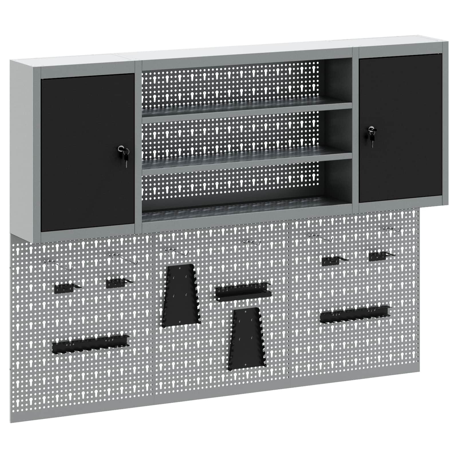 vidaXL Werkzeugschrank Werkzeugschrank-Set 6 Stk. Schwarz Pulverbeschichteter Stahl (6-St)