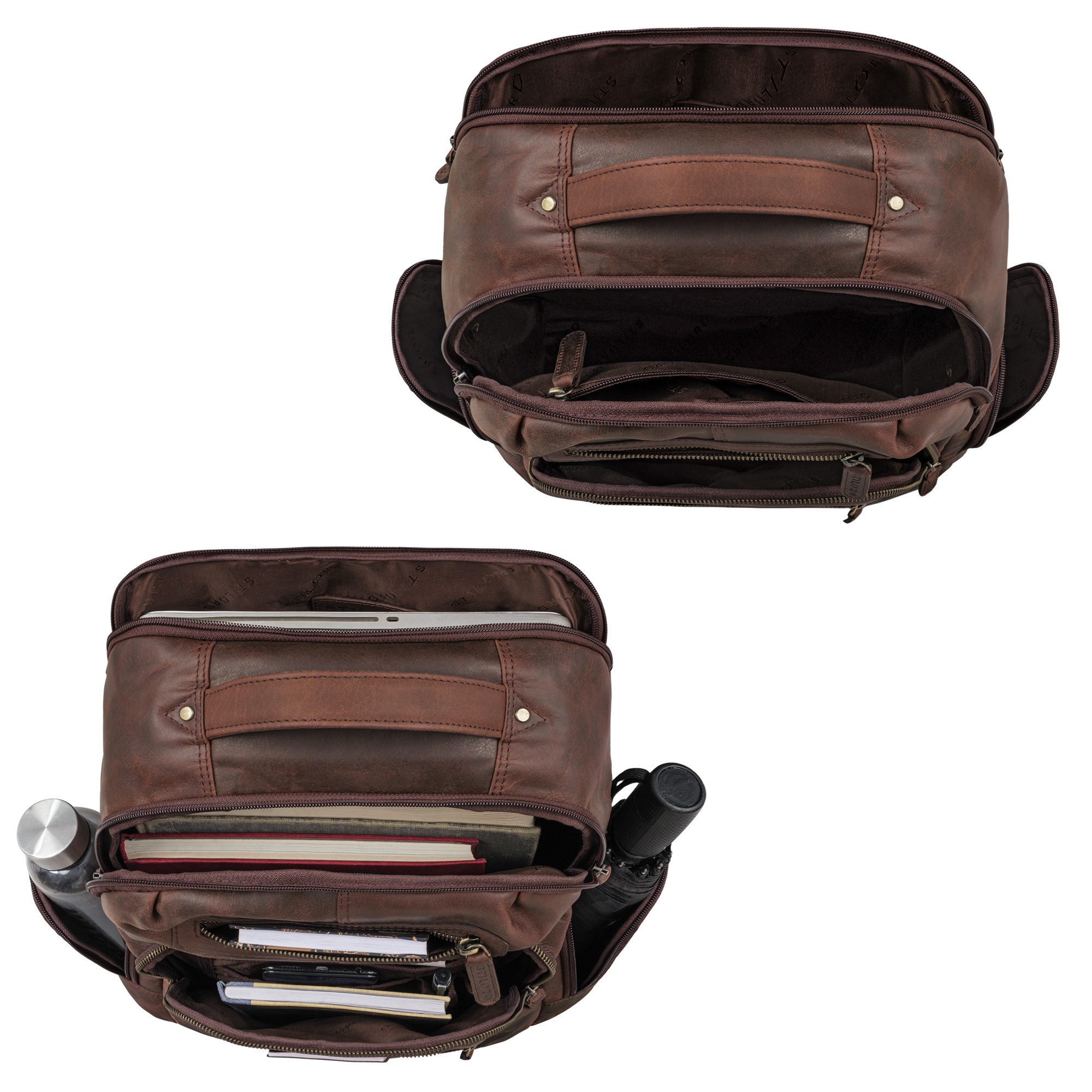 STILORD Notebook-Rucksack "Riccardo" Robuster Leder Laptoprucksack 18 Zoll für Herren & Damen