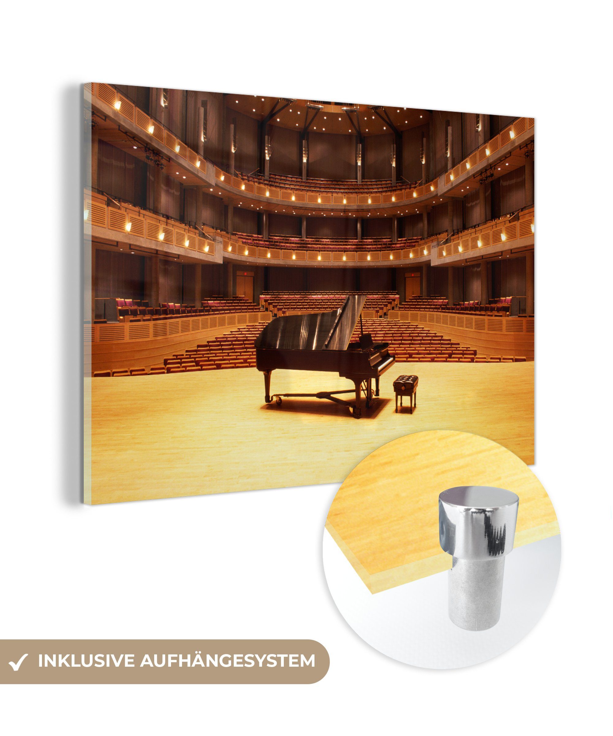 MuchoWow Acrylglasbild Ein Klavier auf der Bühne eines Theaters, (1 St), Acrylglasbilder Wohnzimmer & Schlafzimmer
