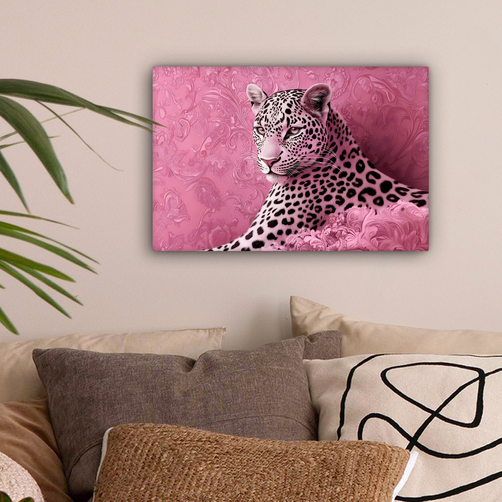 OneMillionCanvasses® Leinwandbild Panther - Deluxe - Rosa, Fotodruck (1 St) günstig online kaufen