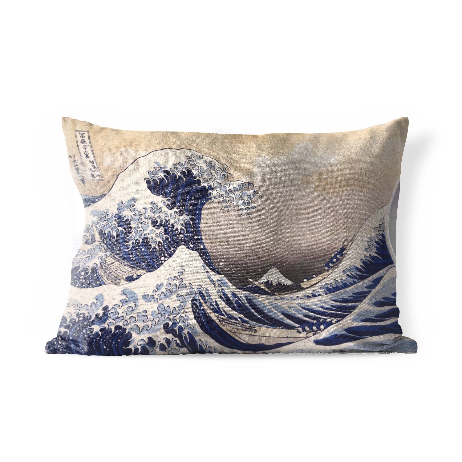 MuchoWow Dekokissen Die große Kluft von Kanagawa - Gemälde von Katsushika Hokusai, Outdoor-Dekorationskissen, Polyester, Dekokissenbezug, Kissenhülle