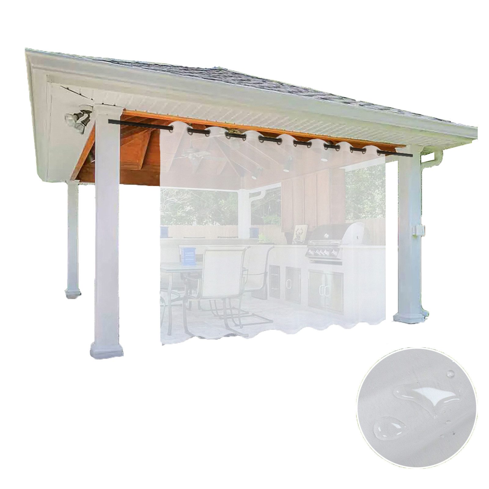 BTTO V&G Outdoorvorhang Ösen Terrassenvorhang Weiß, günstig online kaufen