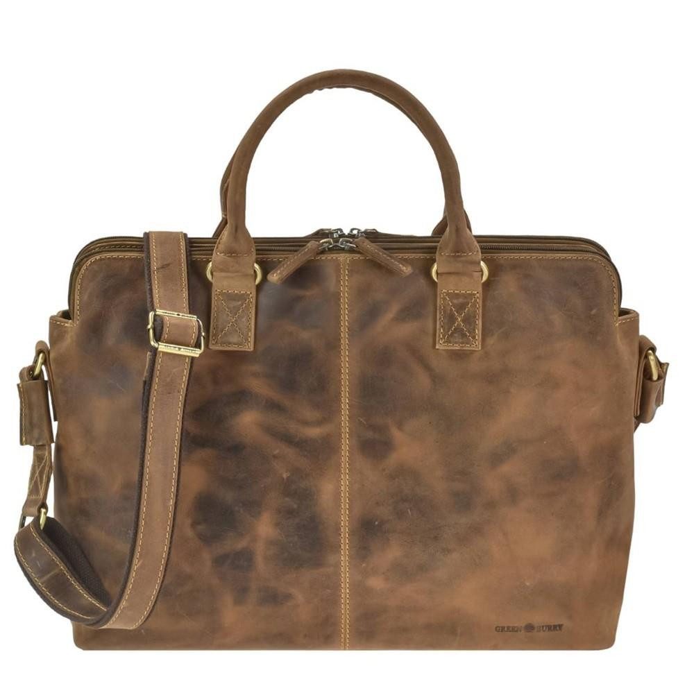 Greenburry Aktentasche "Vintage" Business Shopper 40x30cm antik braun, used Look, Businesstasche, für Herren, für Damen, antikbraun