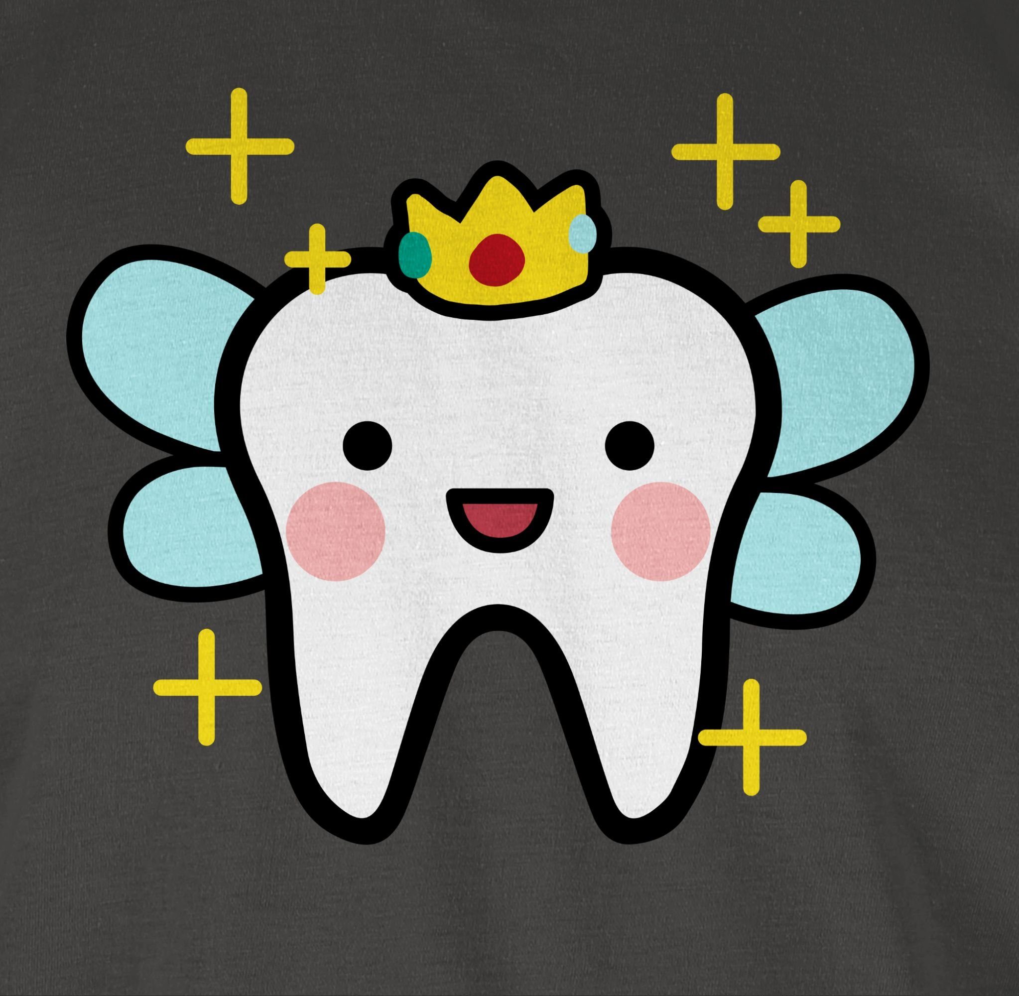 Shirtracer T-Shirt Zahnfee mit Geschenk Karneval Dunkelgrau Zahnarzt Zahnme 3 - Outfit Zahnarzthelferin Zahn-Fee Krone
