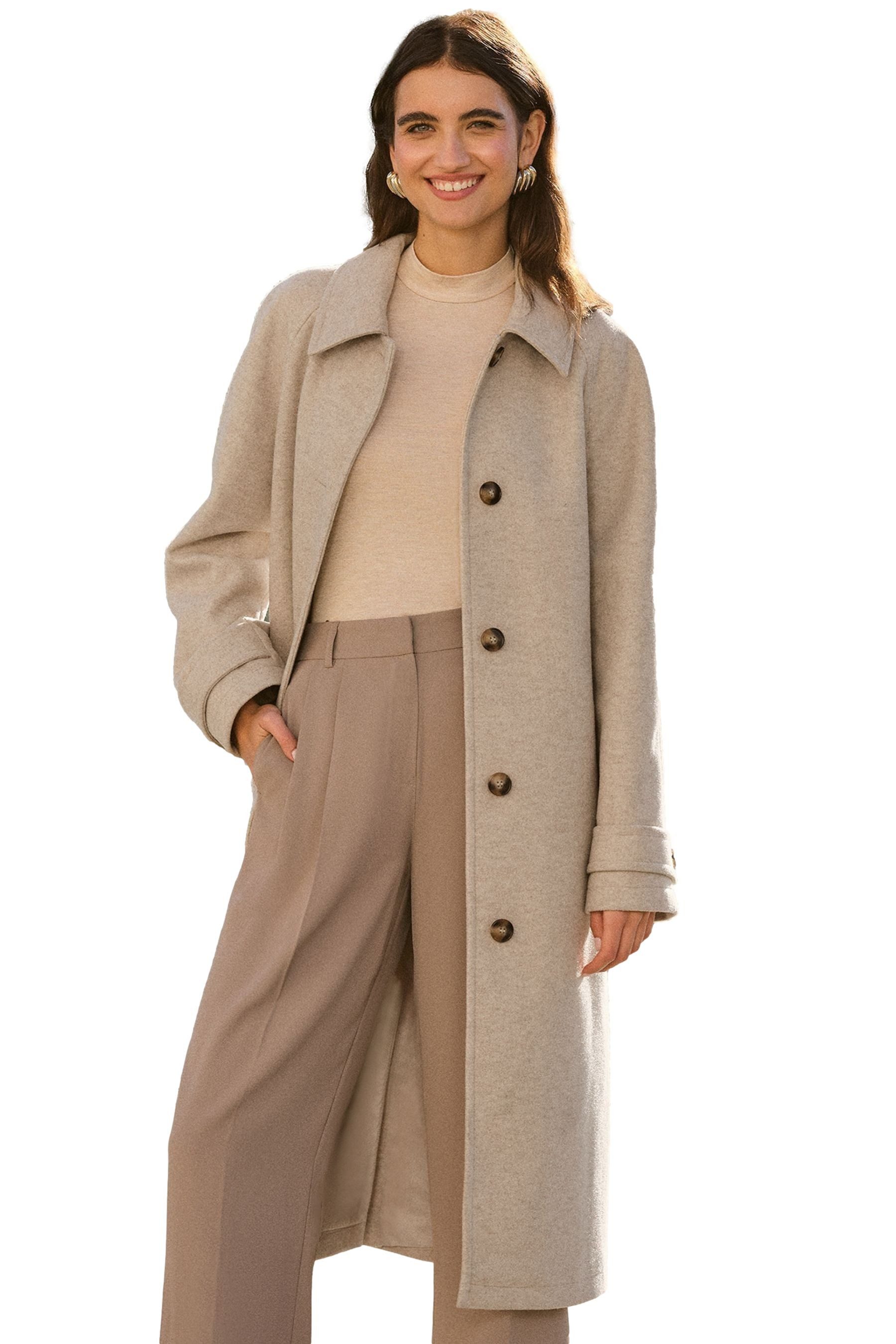 Friends Like These Langmantel Friends Like These Midaxi-Automantel mit Kragen (1-tlg)