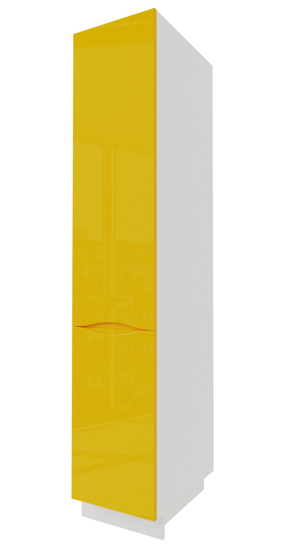 Feldmann-Wohnen Hochschrank Napoli (Napoli) Front-, Korpusfarbe & Ausführung wählbar grifflos 2-trg 2 Metallkörbe RAL 6027 lichtgrün Hochglanz