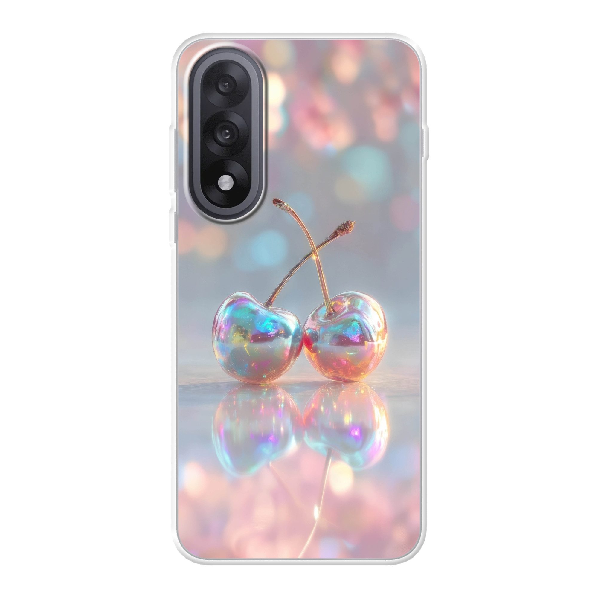 MuchoWow Handyhülle für OnePlus Nord 5 Kirsche - Glänzend - Regenbogenfarbe, Handy Case, Silikon, Bumper Case Dünn
