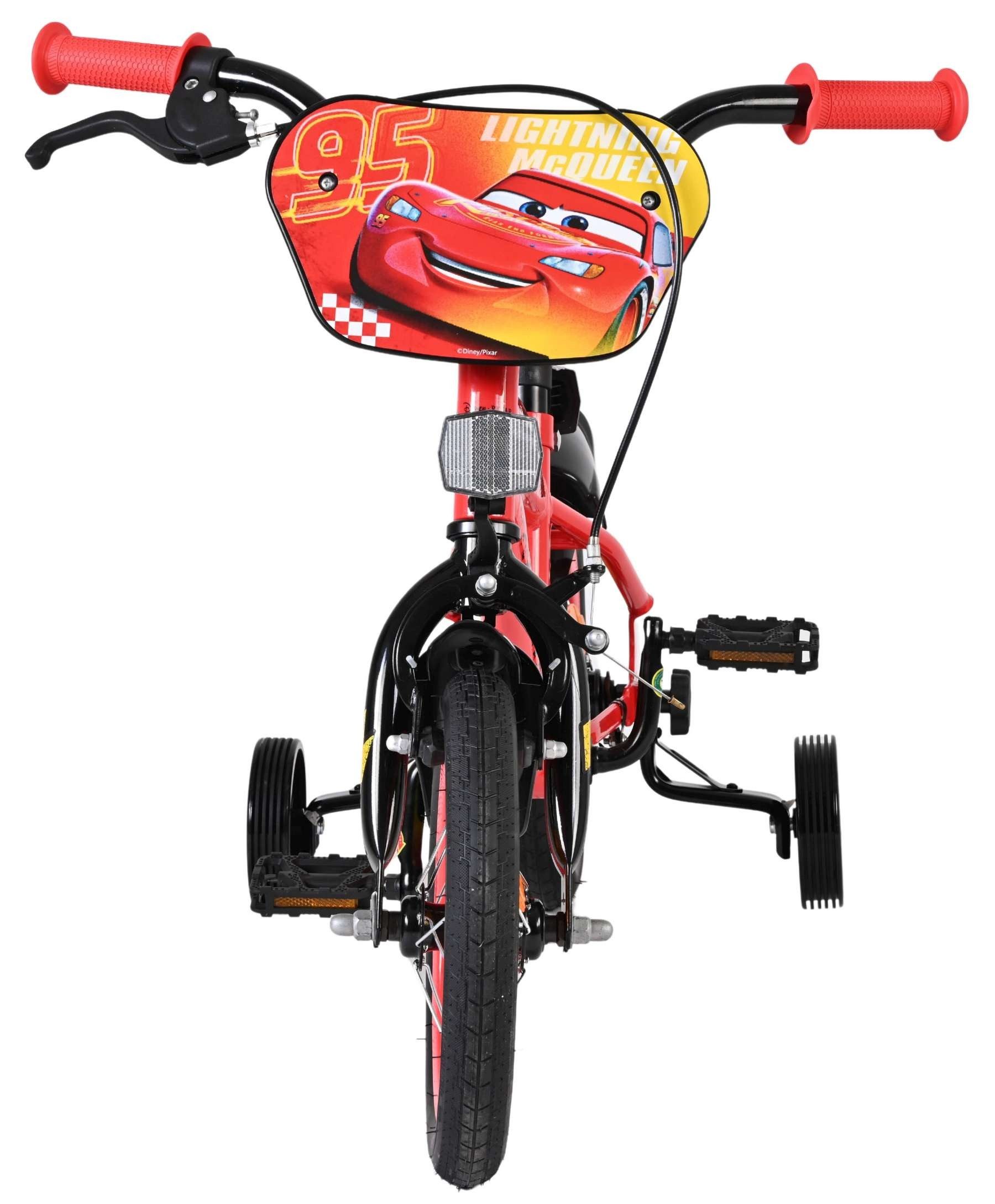 Volare Kinderfahrrad Disney Cars Kinderfahrrad - Jungen - 12 Zoll - Rot, Für 3–4 Jahre (Kleidergröße 98–104), abnehmbare Stützräder,5 cm