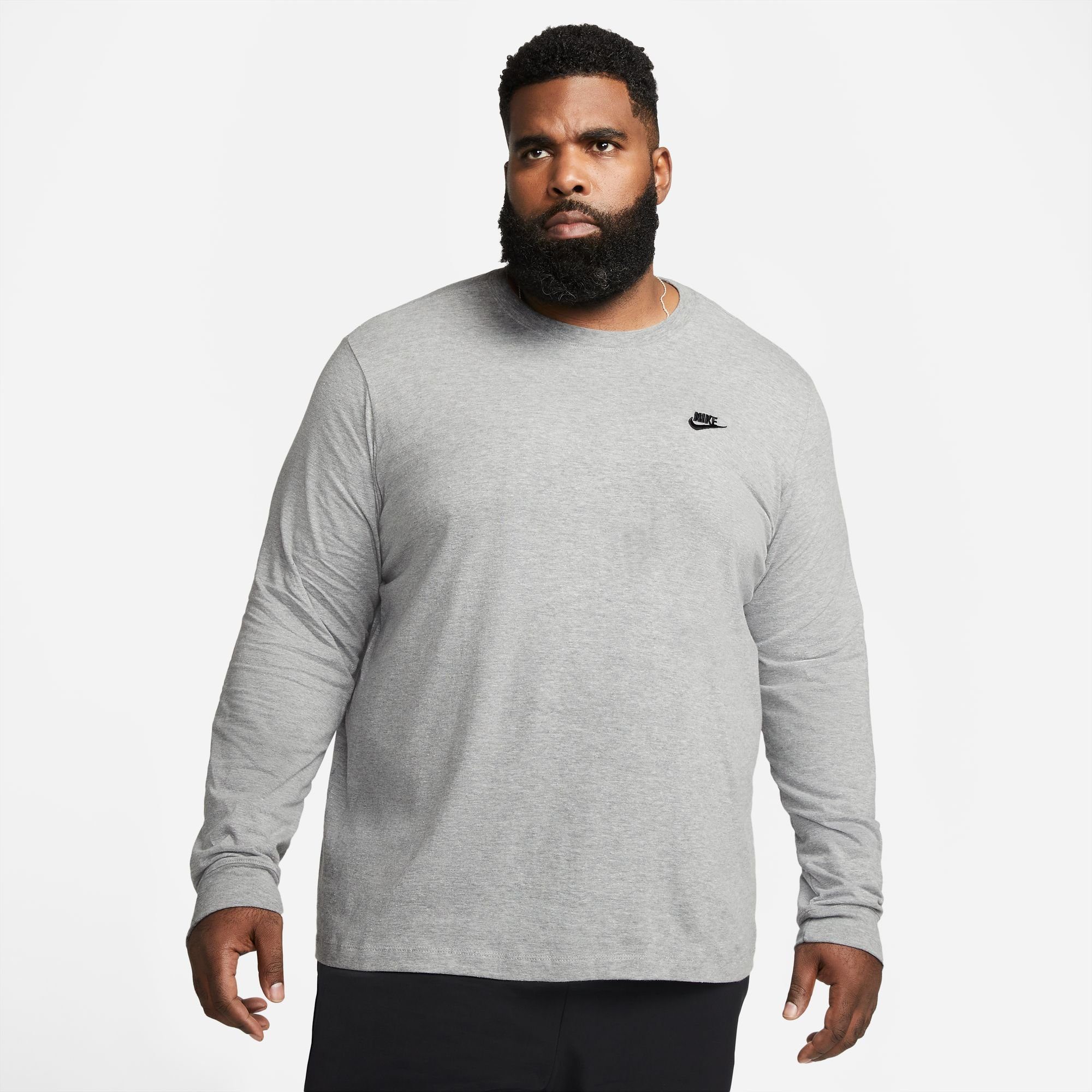 GREY HEATHER/BLACK Nike Sportswear Langarmshirt LONG-SLEEVE DK MEN'S T-SHIRT