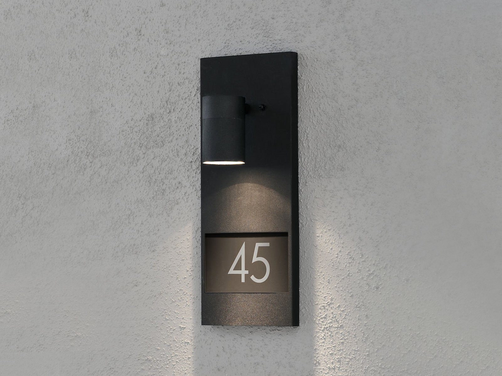KONSTSMIDE LED Außen-Wandleuchte, LED wechselbar, warmweiß, Hauswand Hausnummernbeleuchtung, Hausnummernleuchte, Schwarz H: 41cm