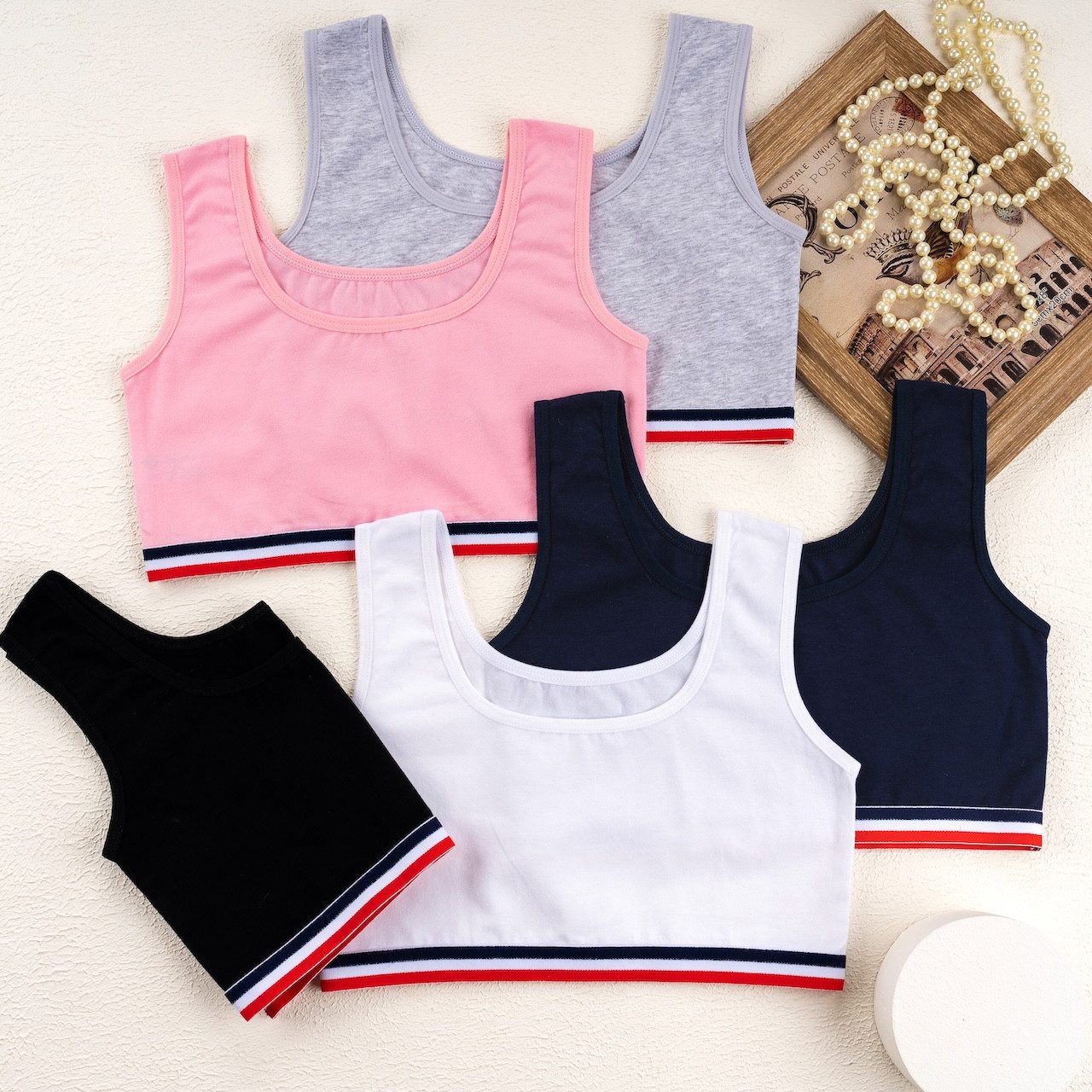 Bustier 5er Set Mädchen Bustier - Streifen - Bunt