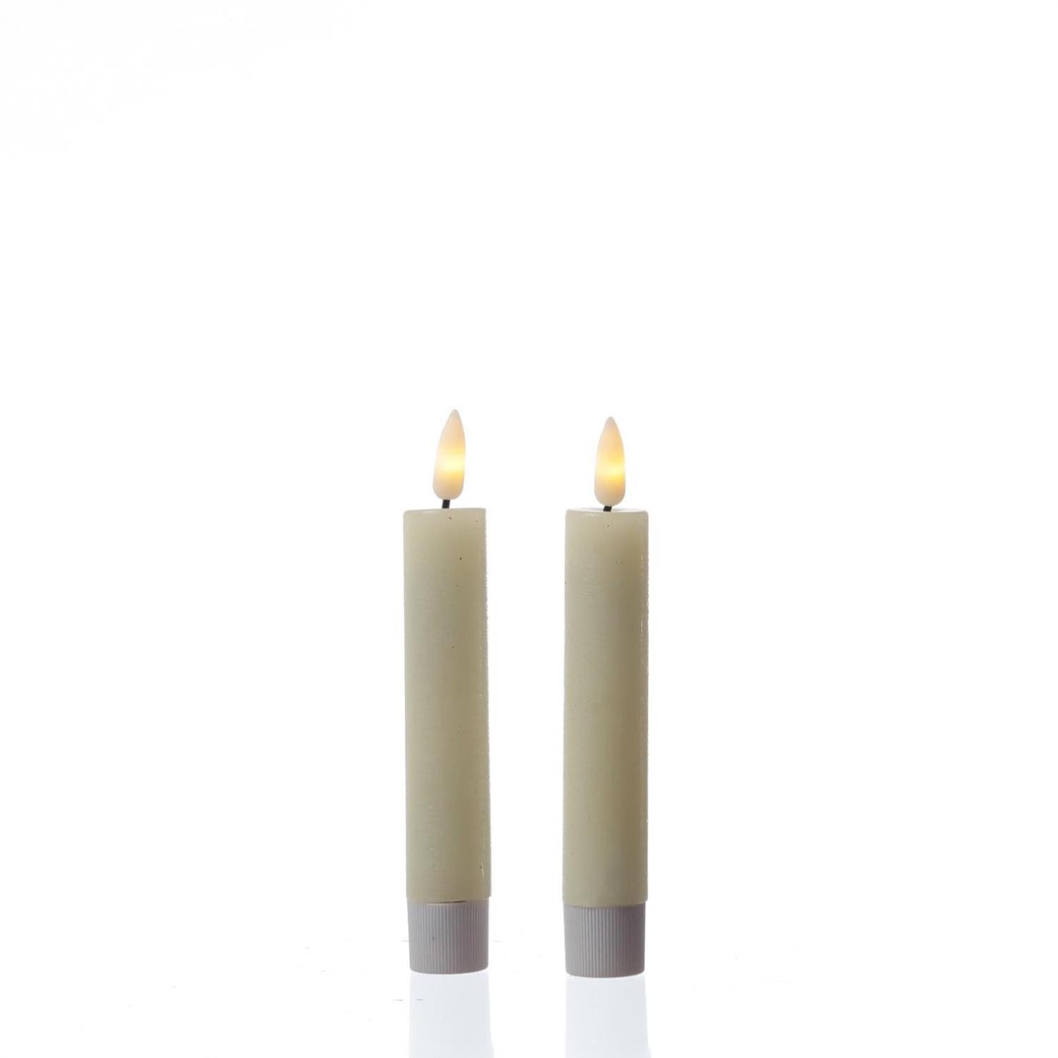 LED-Kerze LED Stabkerzen Tafelkerzen Dinner Spitzkerzen rustikal 14cm creme 2St