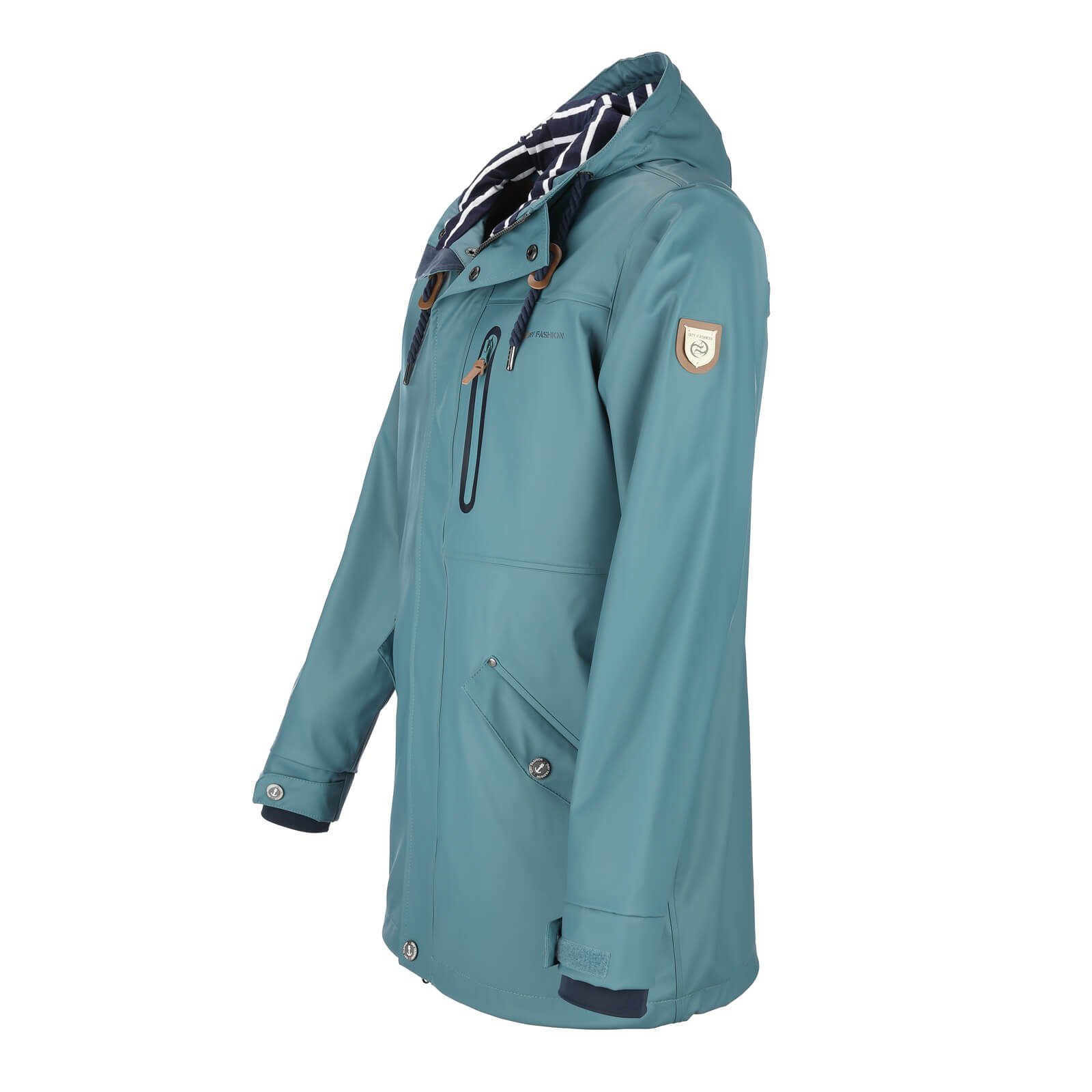 Dry Fashion Regenjacke Lübeck Herren PU-Parka - Outdoor-Jacke Mantel Wasserdicht & Winddicht Verschweißte Nähte, Verstellbare Kapuze, Abgedeckter Reißverschluss