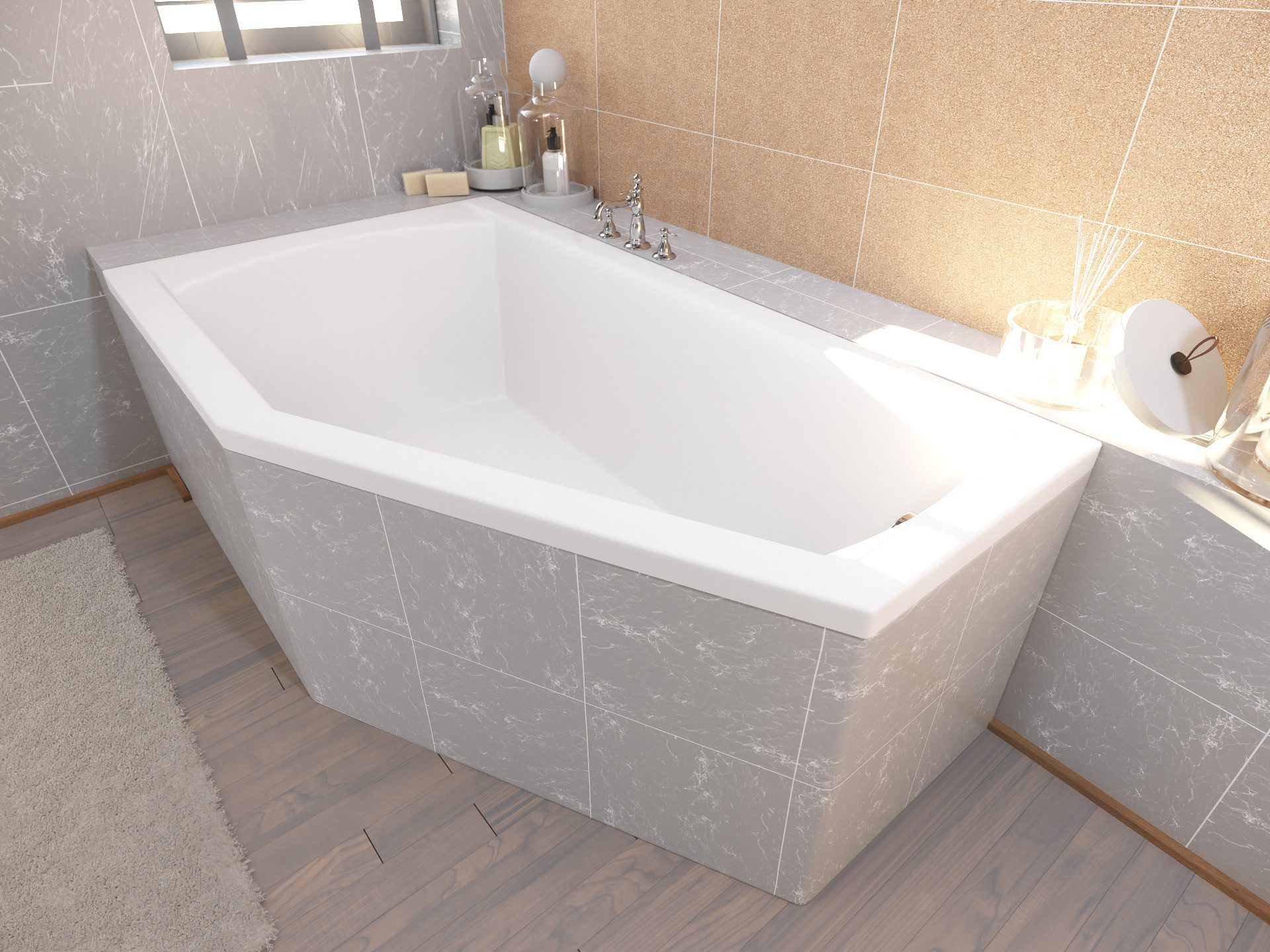 KOLMAN Badewanne Eckbadewanne Selena 160x90, (Links/Rechts), günstig online kaufen