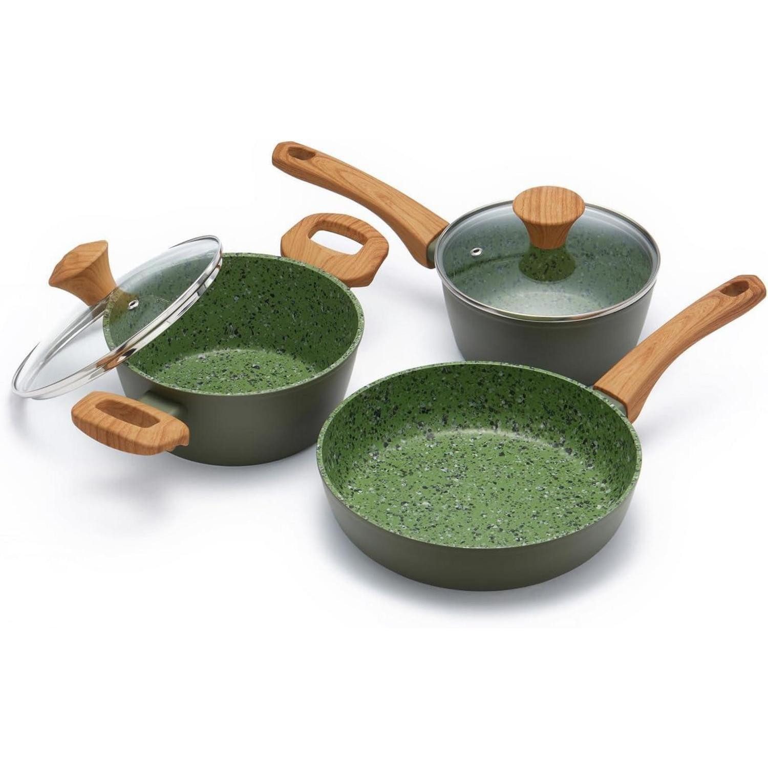 LuxusKollektion Pfannen-Set Kochgeschirr-Set Grün 5-teilig, (5-tlg)