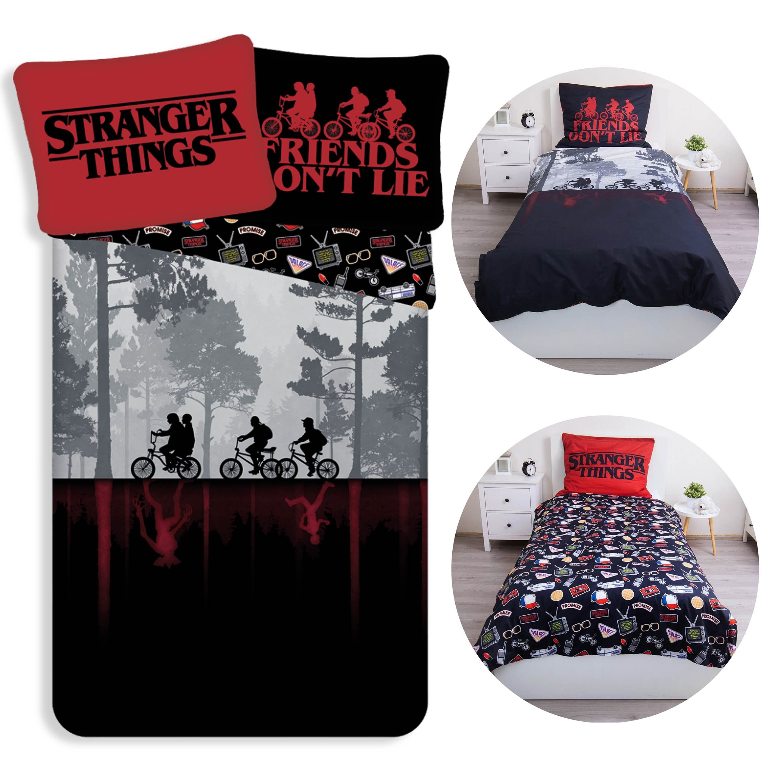 Stranger things Bettwäsche Stranger Things Kinder-Bettwäsche 140×200/70×90, 100% Baumwolle
