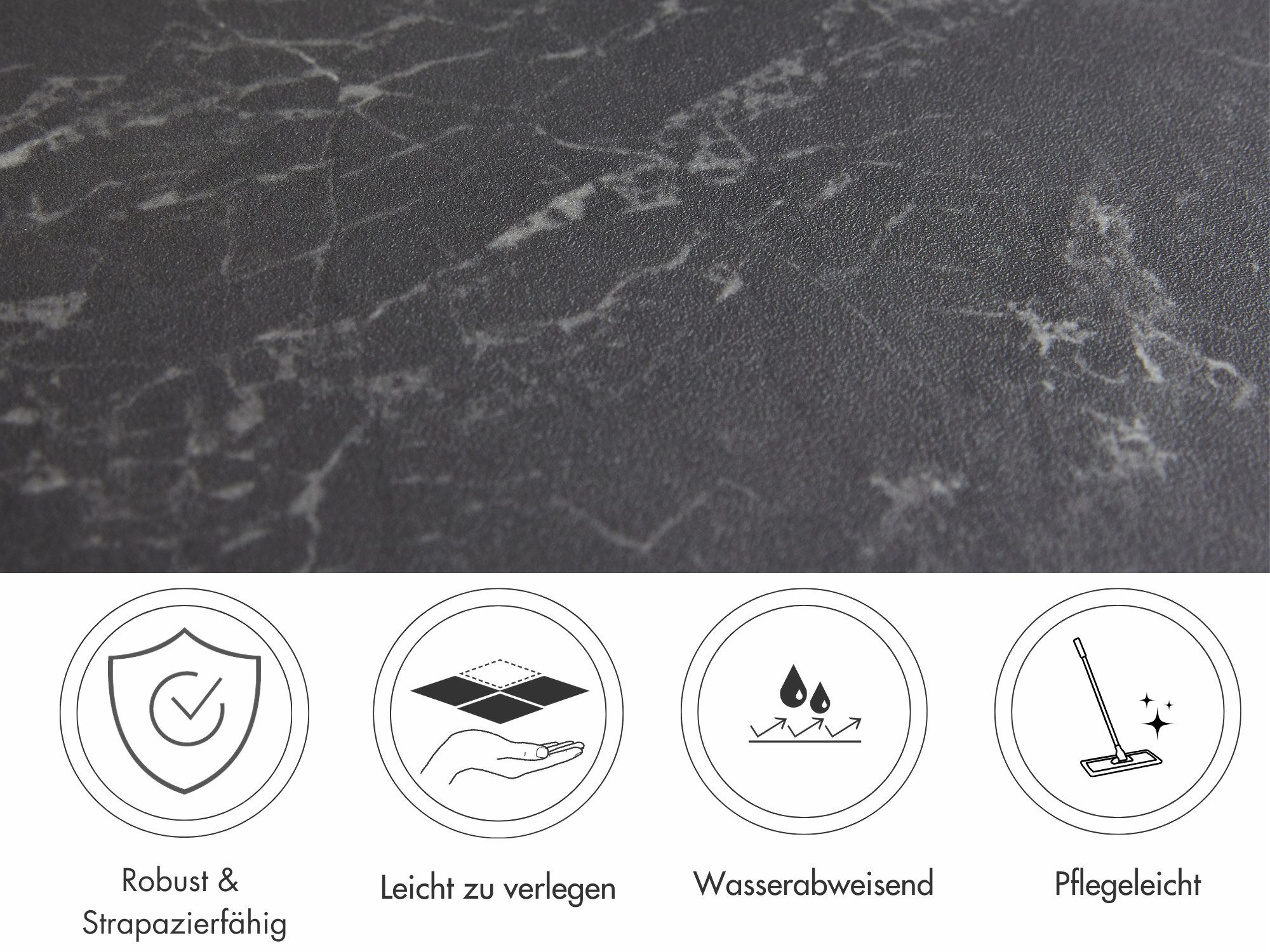 misento Vinylboden Slash in Marmoroptik, für Feuchträume und Privatbereiche, PVC Bodenbelag Meterware 200/400 cm breit, Stärke 2,6 mm