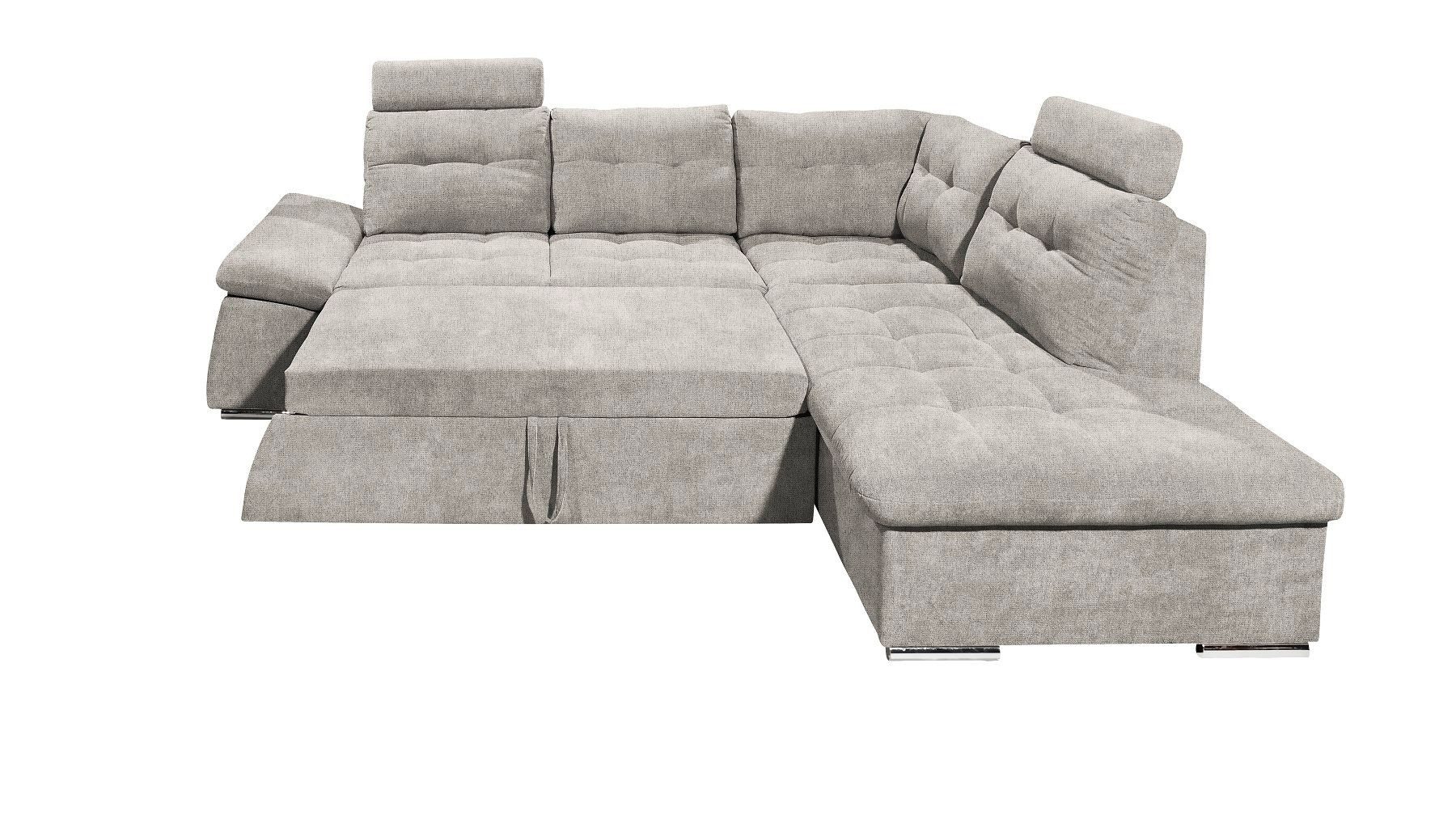 ED EXCITING DESIGN Ecksofa Jakarta, mit Schlaffunktion, verstellbarer Armlehne, 2 Kopfstützen