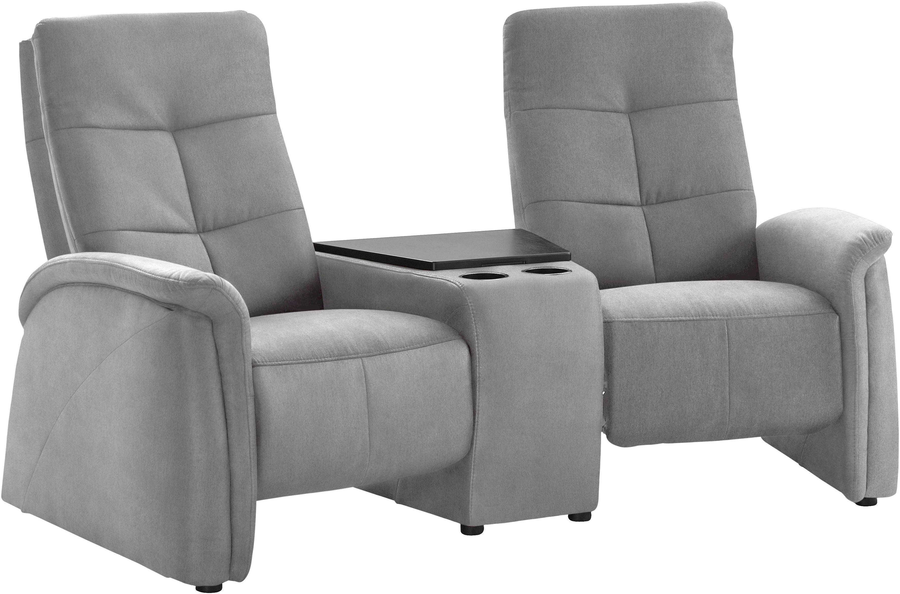 exxpo - sofa fashion 2-Sitzer Tivoli, Kinosofa mit Relaxfunktion, mit Ablagetisch und Stauraum, bequem und komfortabel