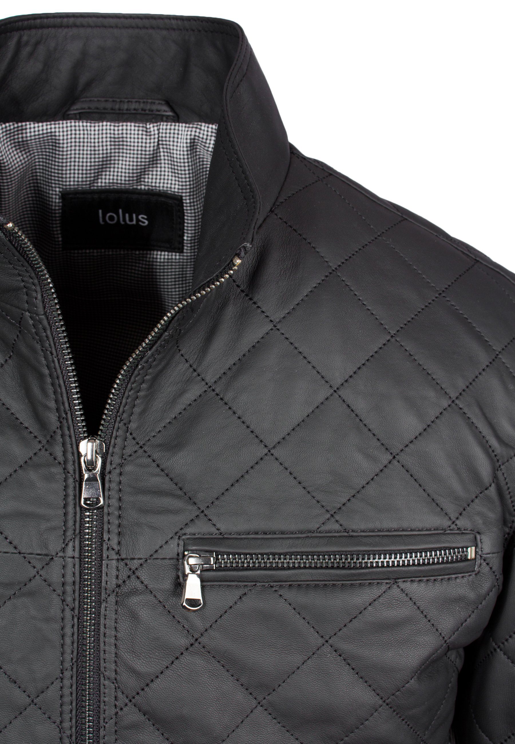 Lolus Lederjacke Tale 2 Schwarz Elegante und sportliche Steppjacke aus weichem Lammnappa Leder – Bild 5 von 5