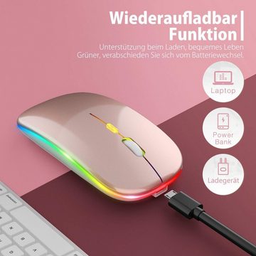 GelldG LED Wiederaufladbare leise Funkmaus Mouse, Mäuse mit USB-Empfänger Maus