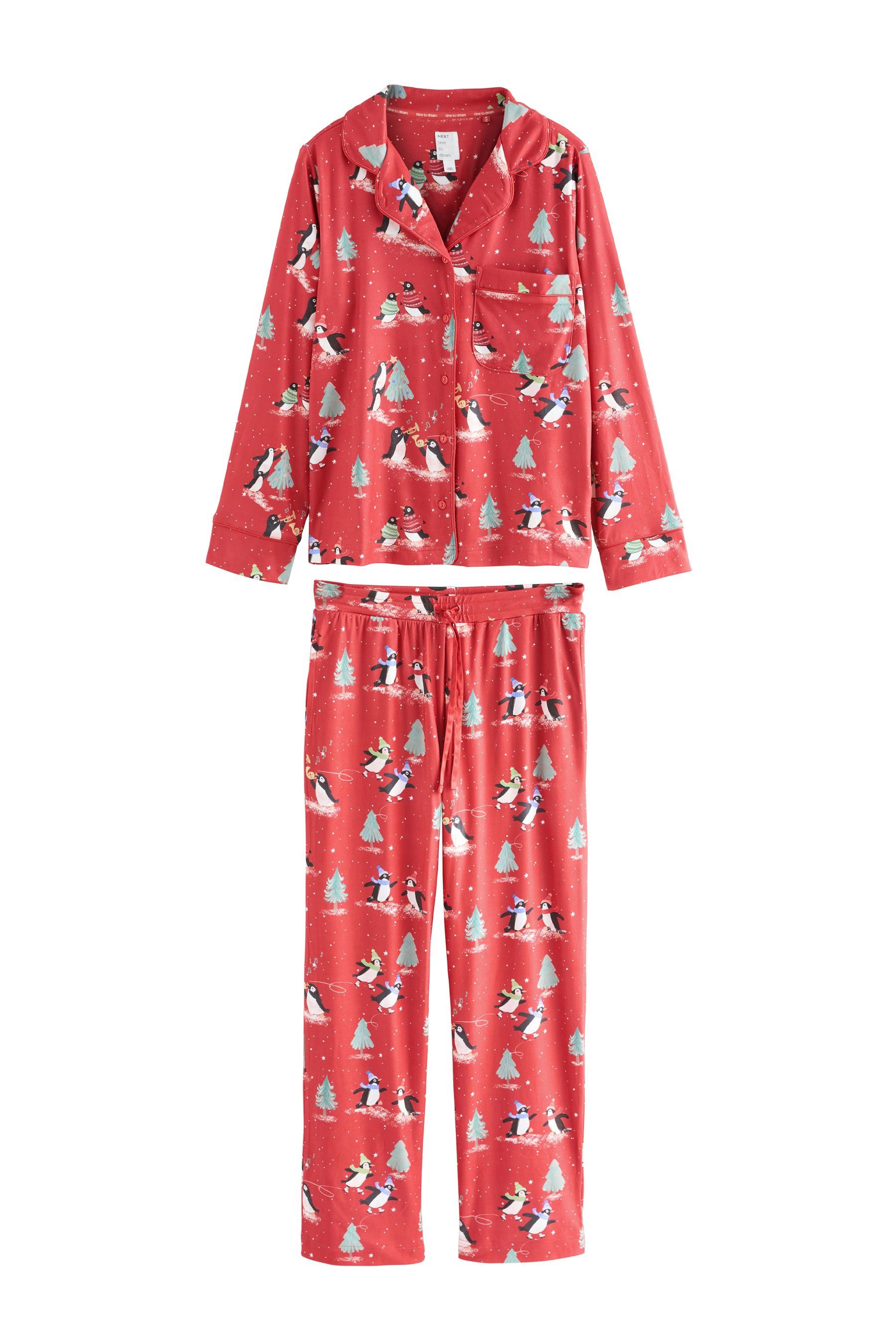 Next Pyjama Langärmeliger Schlafanzug mit Knopfleiste (2 tlg) günstig online kaufen