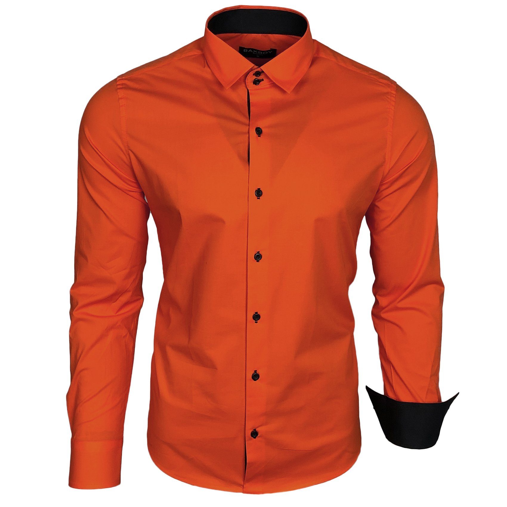 Baxboy Langarmhemd Baxboy Herren Kontrast Hemden Business Freizeit modernes Hemd B-500