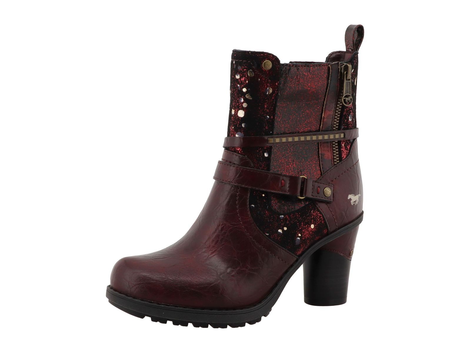Mustang Shoes 15M0162013-bordo-multi Stiefelette Damen-Stiefel mit markantem Blockabsatz