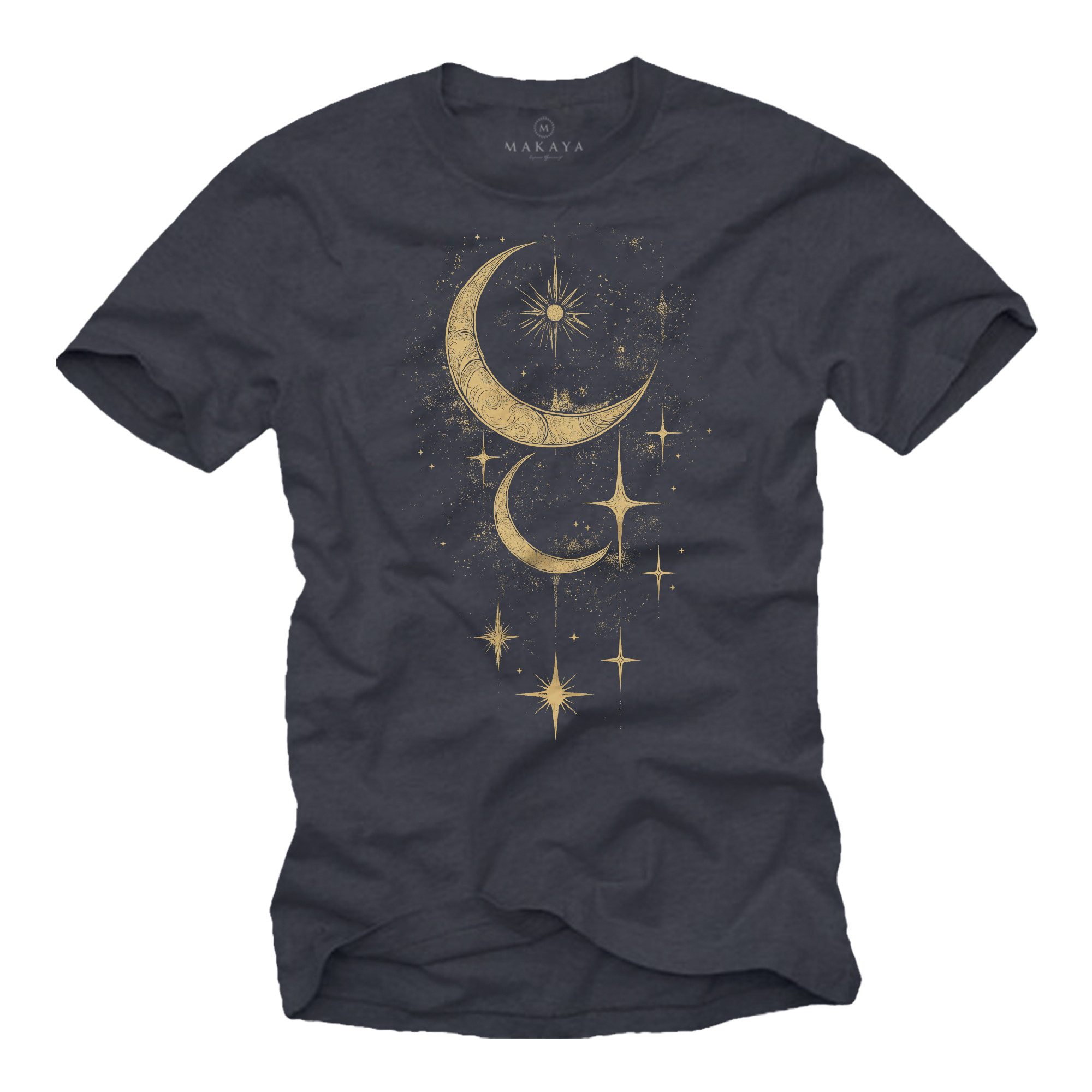 MAKAYA Kurzarmshirt Herren Sonne Mond Sterne günstig online kaufen
