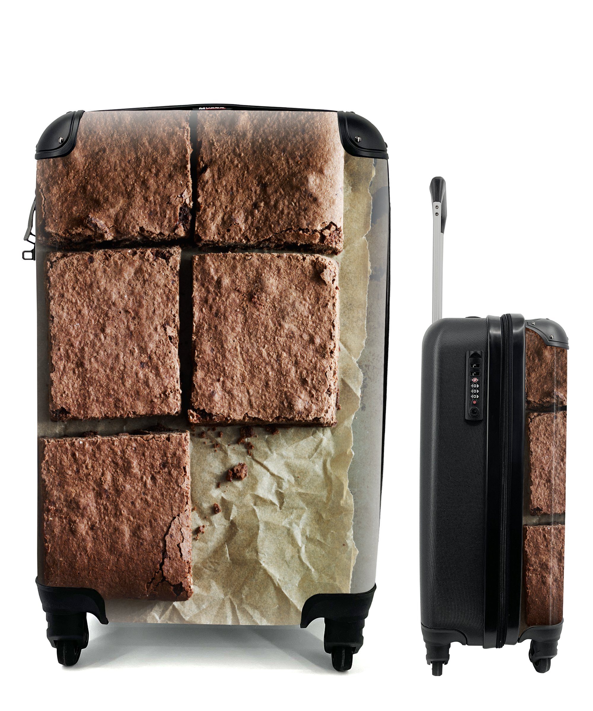 MuchoWow Handgepäckkoffer Backpapier mit Brownies, 4 Rollen, Reisetasche mit rollen, Handgepäck für Ferien, Trolley, Reisekoffer