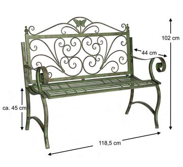 DanDiBo Gartenbank Gartenbank Metall Wetterfest Patina Grün 120 cm 2 Sitzer Sitzbank 96021 Parkbank Eisen Garten