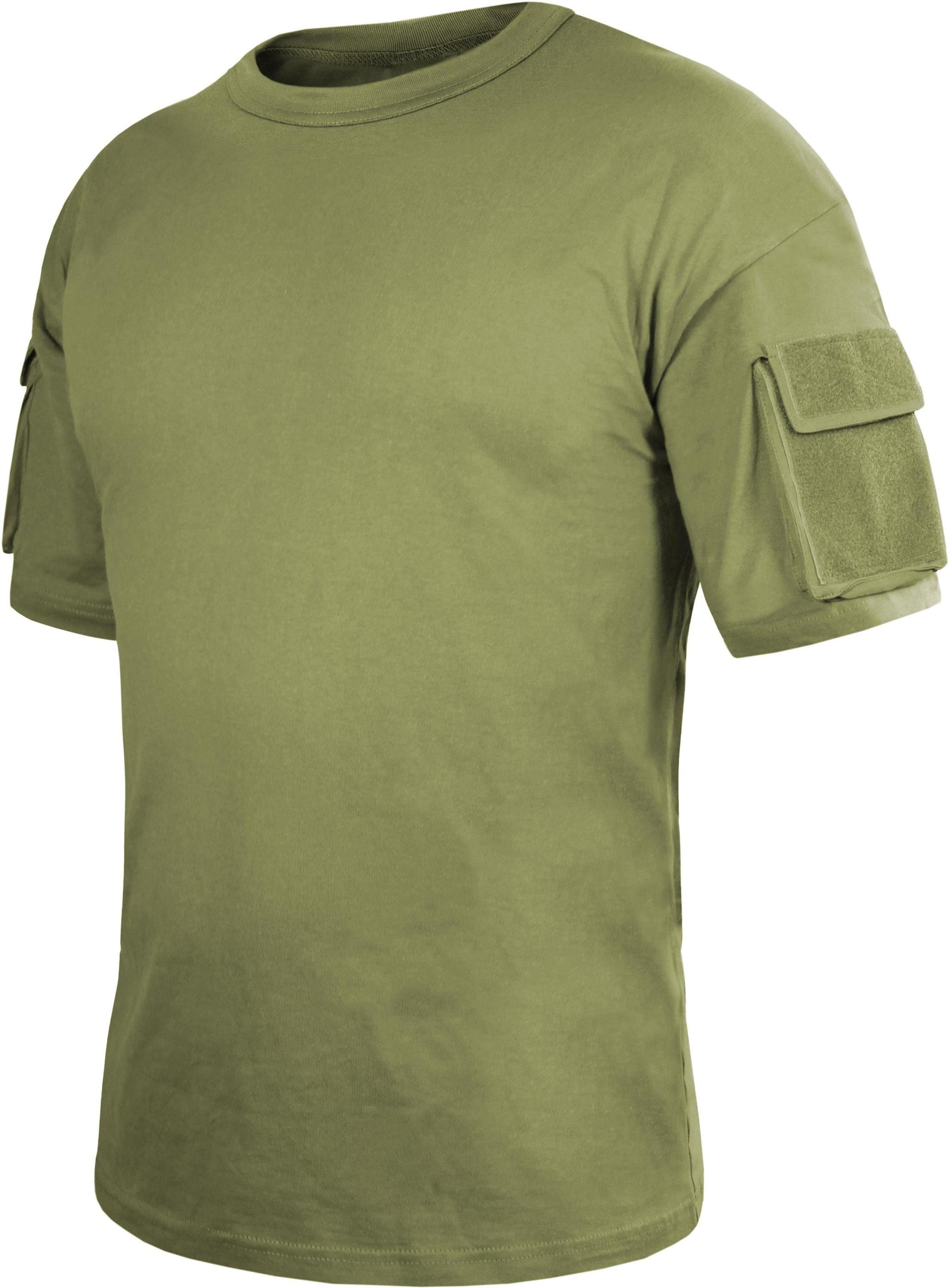 normani Funktionsshirt Klett-Ärmeltaschen Oliv Tropenhemd Instructor T-Shirt Tactical Herren Taktisches Sommershirt mit
