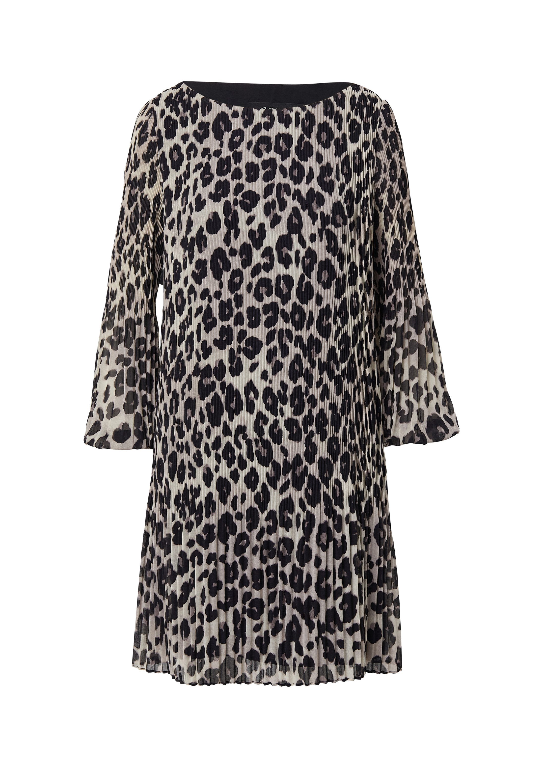 s.Oliver Minikleid Kleid Plissiertes Chiffonkleid mit All-over-Print und Viskosefutter