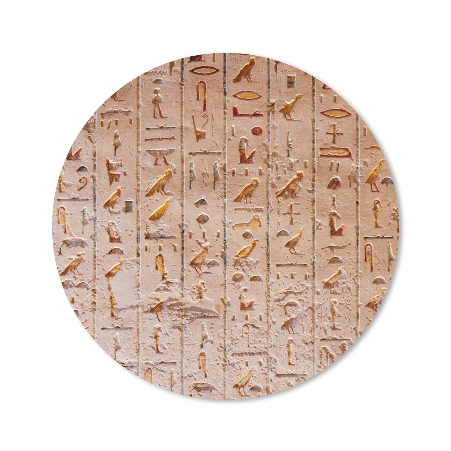 MuchoWow Mauspad Ägypten - Hieroglyphen - Heilige Schrift (1-St), Büro für Tastatur und Maus, Mousepad Gaming, Rund 20x20 cm