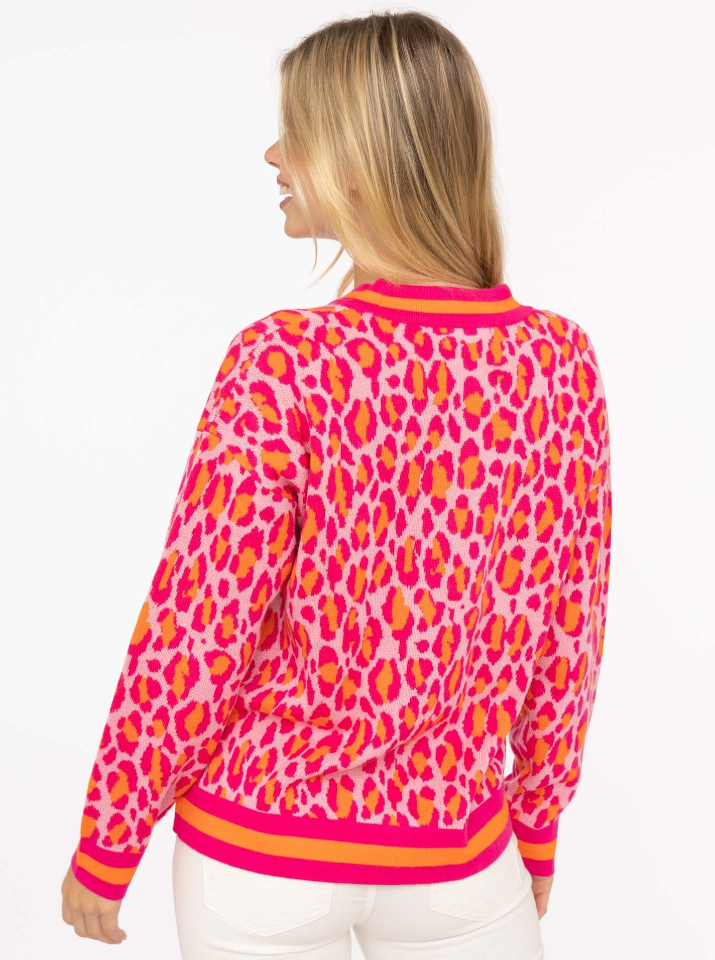 Zwillingsherz Strickjacke "Leo Streifen" mit Knöpfen, Leomuster und Streifenbündchen
