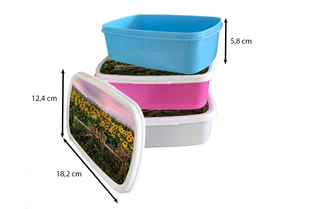 weiß (2-tlg), Mädchen Brotbox Jungs Lunchbox für Pflanzen, Blumen Brotdose, MuchoWow Sonnenblume Kunststoff, und Kinder und Erwachsene, - - für