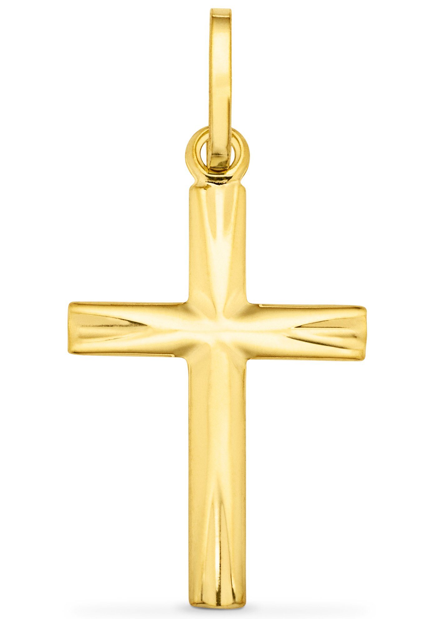 Firetti Kreuzanhänger Schmuck Geschenk Gold 375 Halsschmuck Anhänger  Halskette Kreuz, zu Hoodie, Kleid, Shirt, Jeans, Sneaker! Anlass Geburtstag  Weihnachten, Religiöses Symbol in Form eines Kreuzes