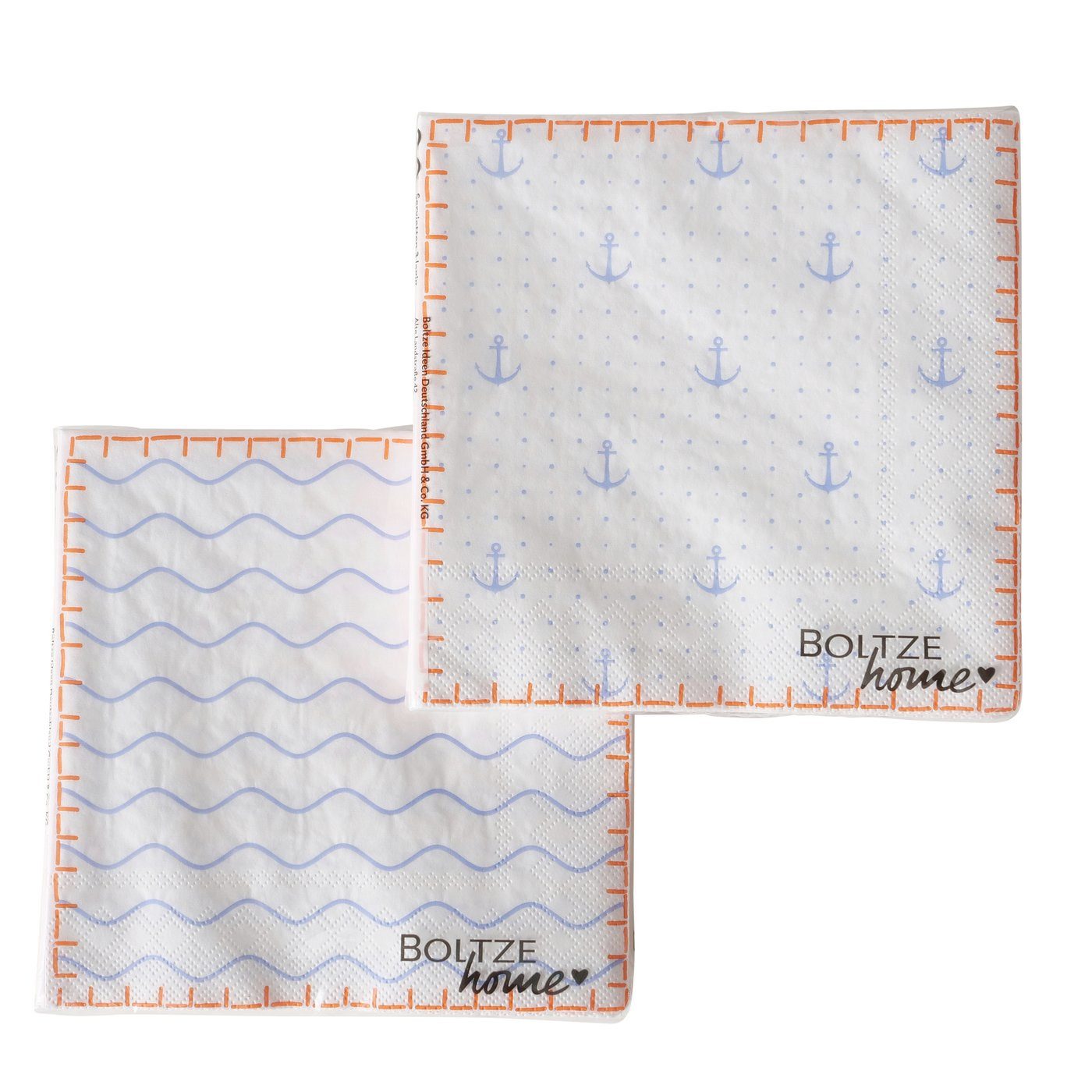 BOLTZE Papierserviette Servietten 2er Set Maritim Sylt Meer Blau Anker, (2 St)