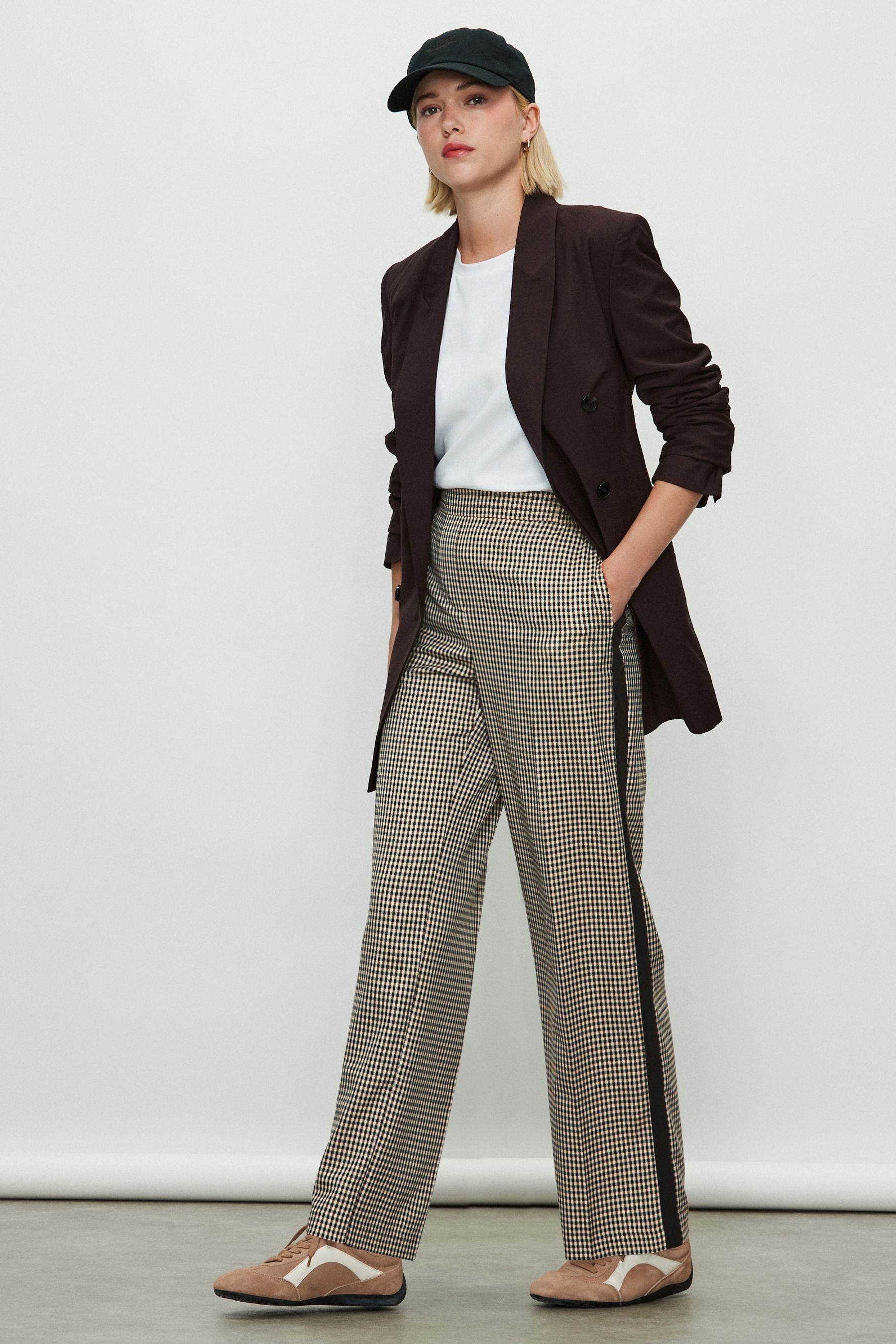 Next Anzughose Tailored Fit karierte Trainingshose, Kurzgröße (1-tlg)