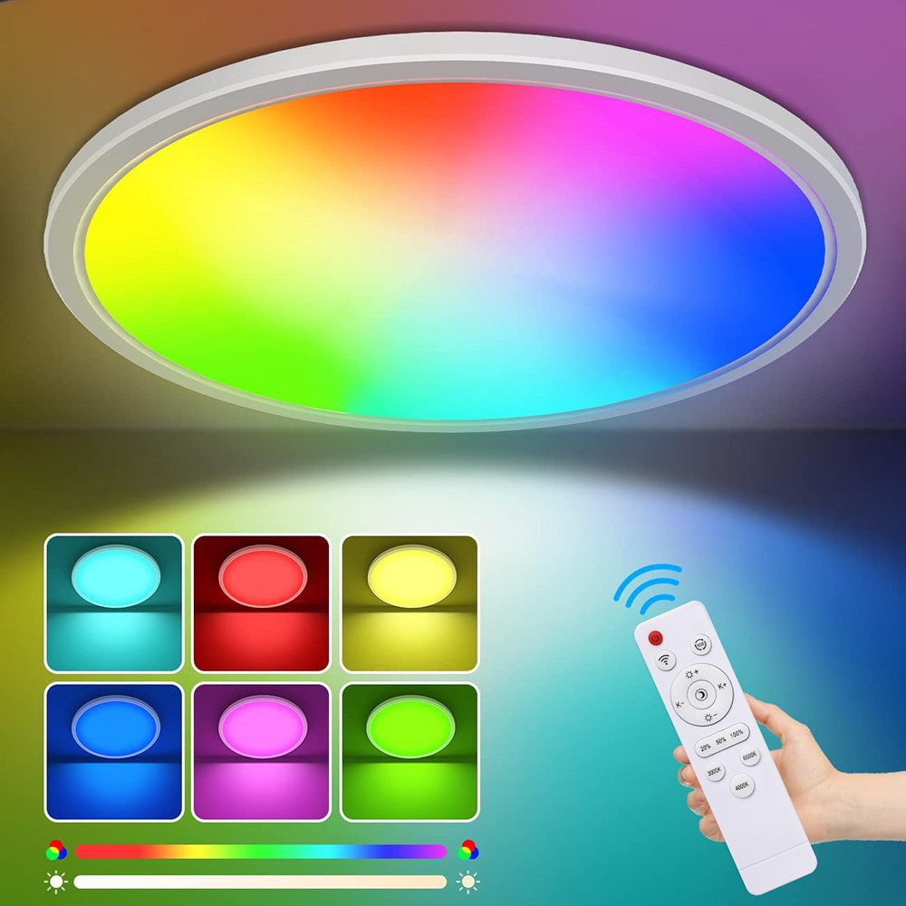 LMaxhome LED Deckenleuchte Dimmbar Deckenlampe RGB günstig online kaufen
