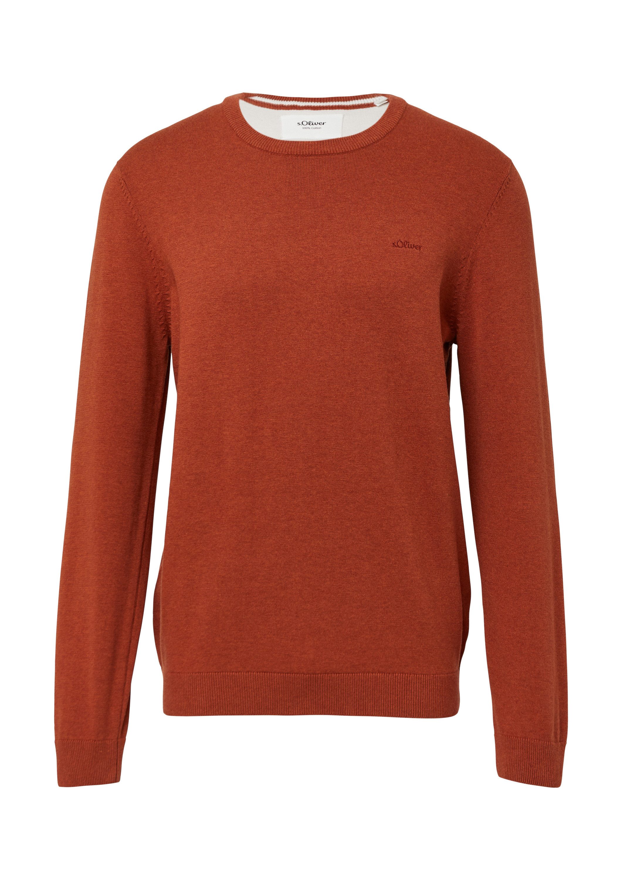 s.Oliver Longpullover Strickpullover Baumwollpullover mit Logo-Stickerei günstig online kaufen