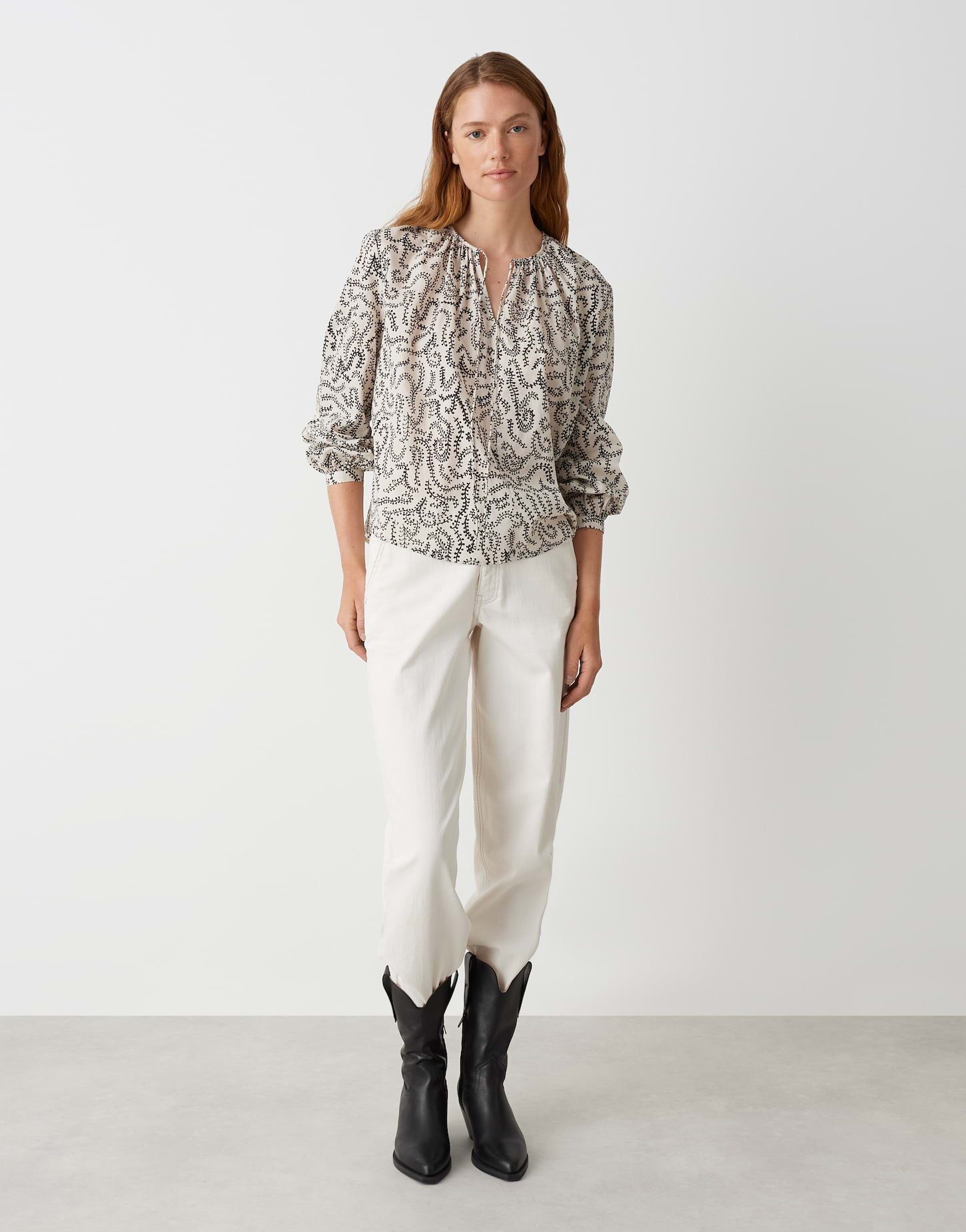 OPUS Langarmbluse FISANNA Loose aus leichter Baumwolle