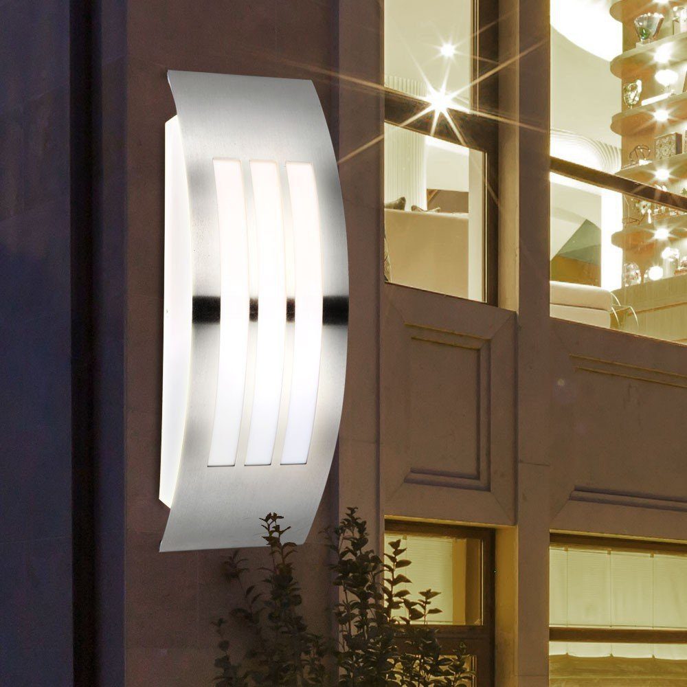 etc-shop Außen-Wandleuchte, Leuchtmittel inklusive, Warmweiß, Wand Lampe Design Haus Terrasse Außenbereich Leuchte opal weiß im Set-