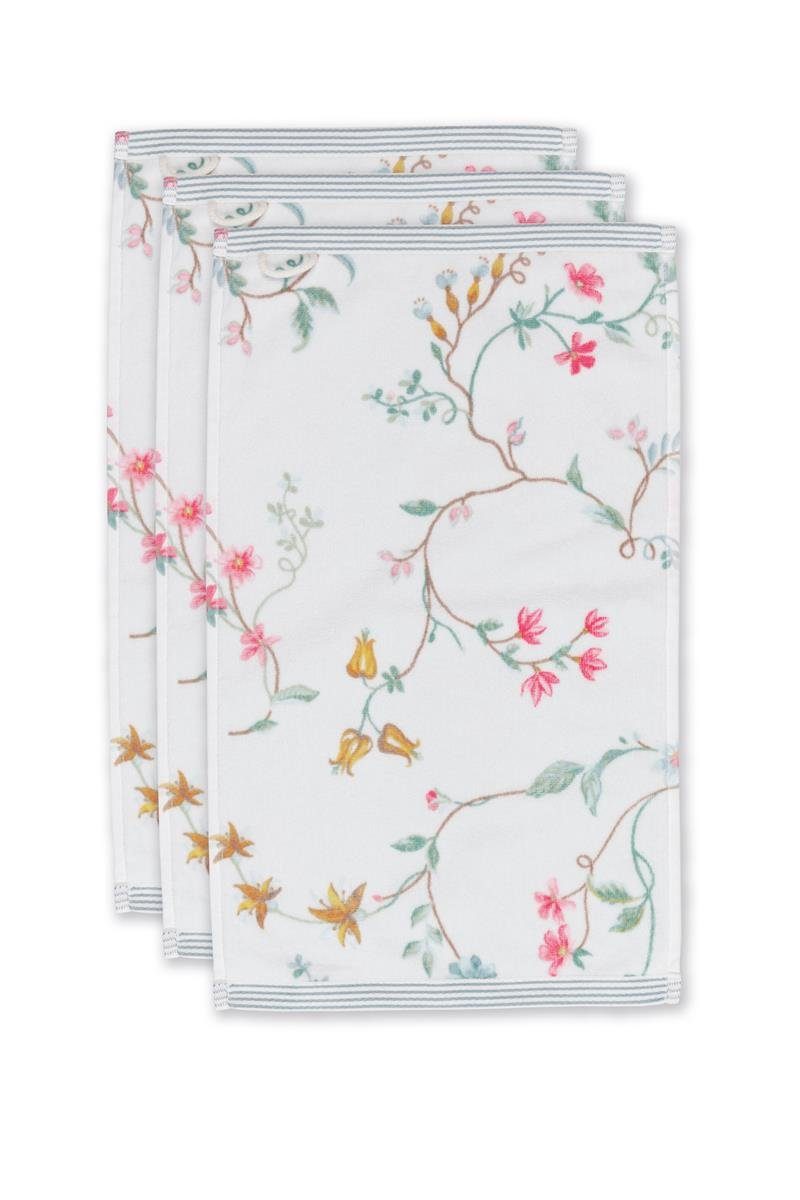 PiP Studio Handtuch Les Fleurs White 30X50 Set A 3 Weiß 100% Cotton, terry velour, 50, Baumwolle (1-St), Handtuch Frottetuch