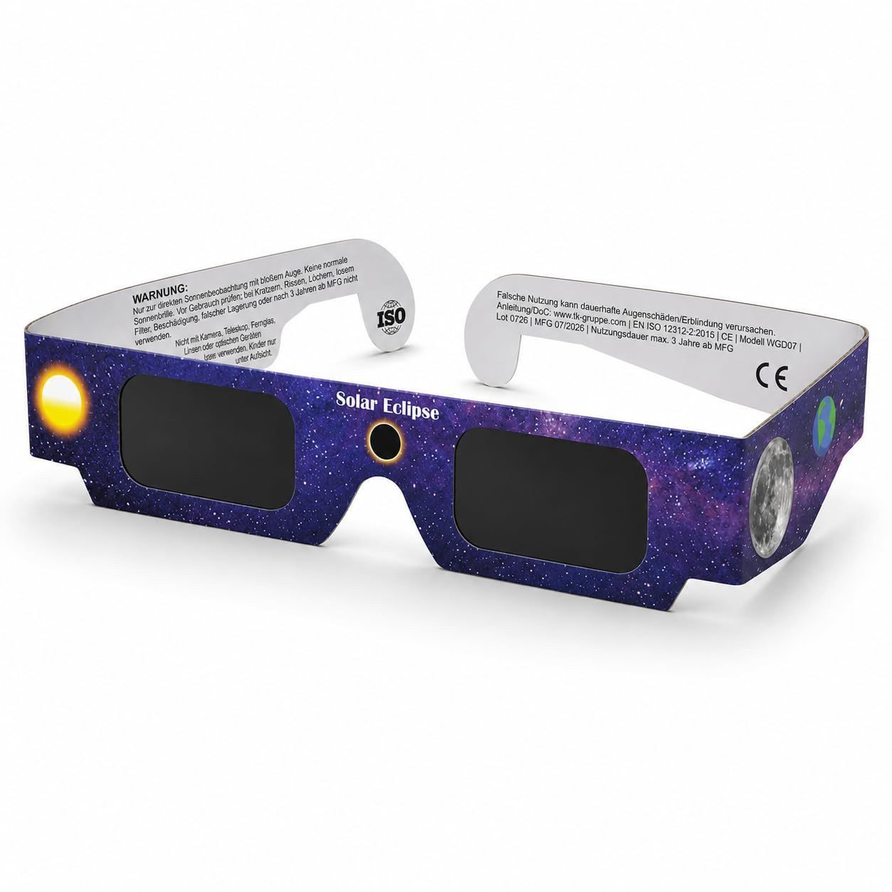 TK Gruppe Arbeitsschutzbrille 6x Sonnenfinsternis Brille ISO 12312-2 zertifiziert – Schutzbrille, (6St)