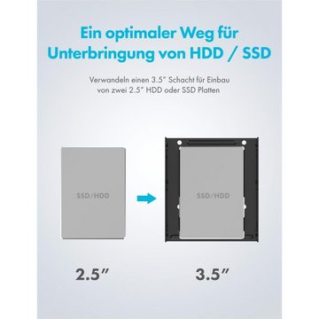 GRAUGEAR Festplatten-Einbaurahmen G-CV-25T35, 2x 2,5“ HDD/SSD auf 3,5“ Schacht Konverter Metall Einbauschacht