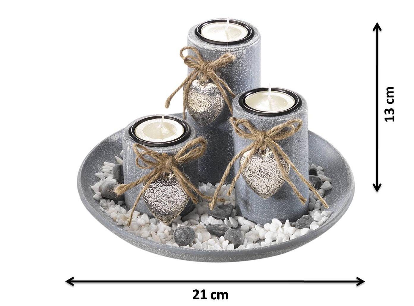 Kobolo Kerzenhalter Kerzenständer Steindekoration - Grau (Set) und Dekoschale 3